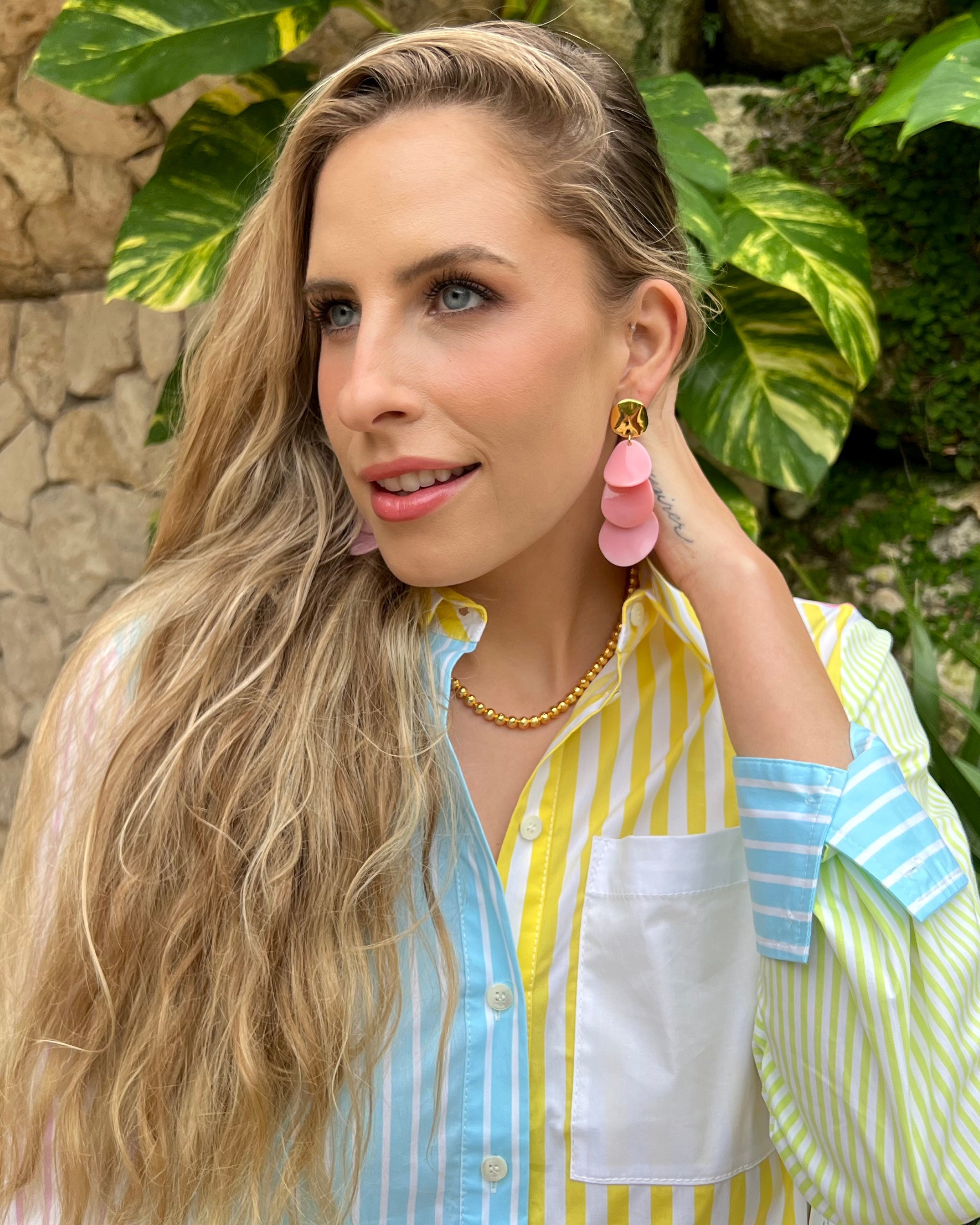 Pink Conch Cascade Earrings