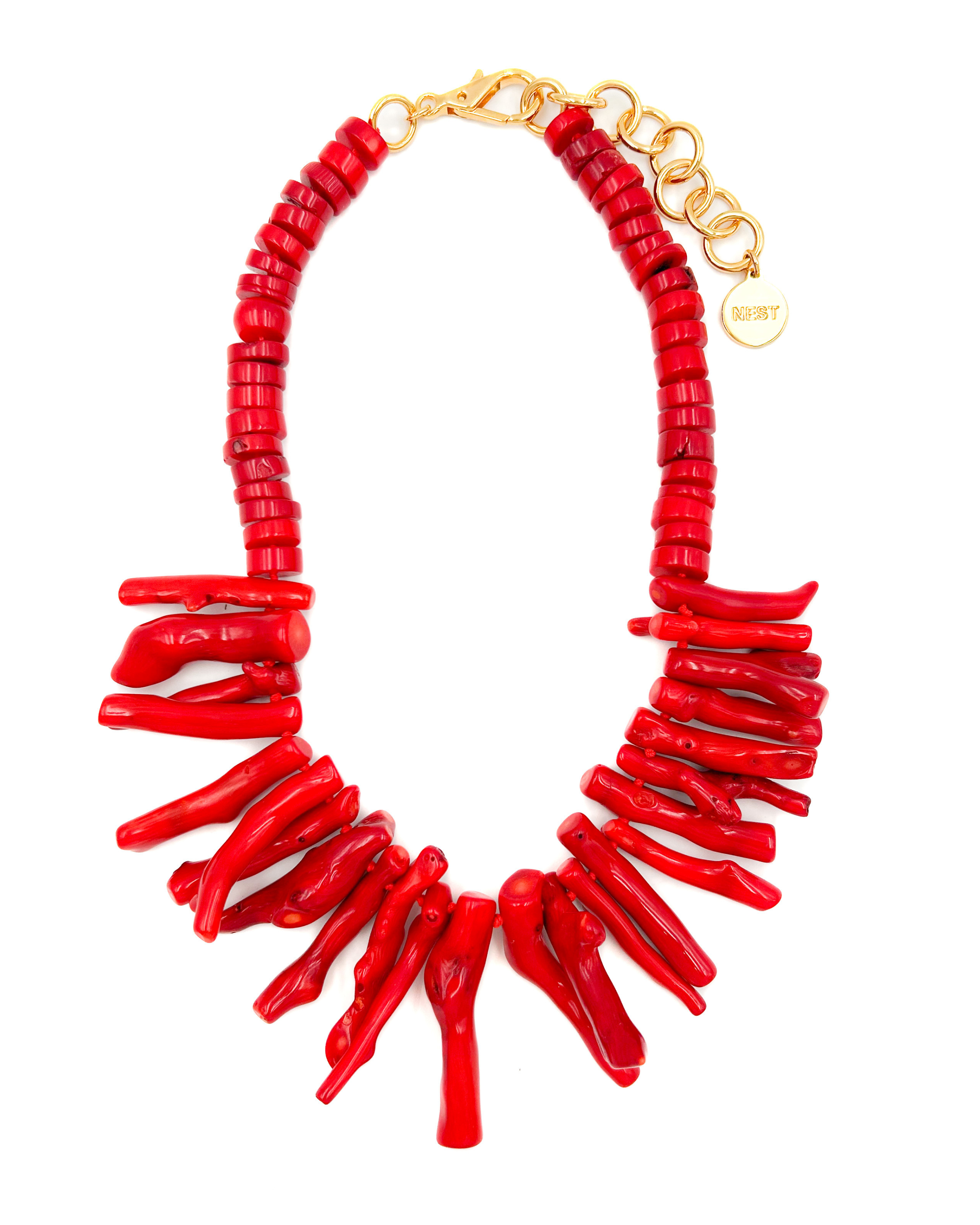 Red Coral Fringe Necklace
