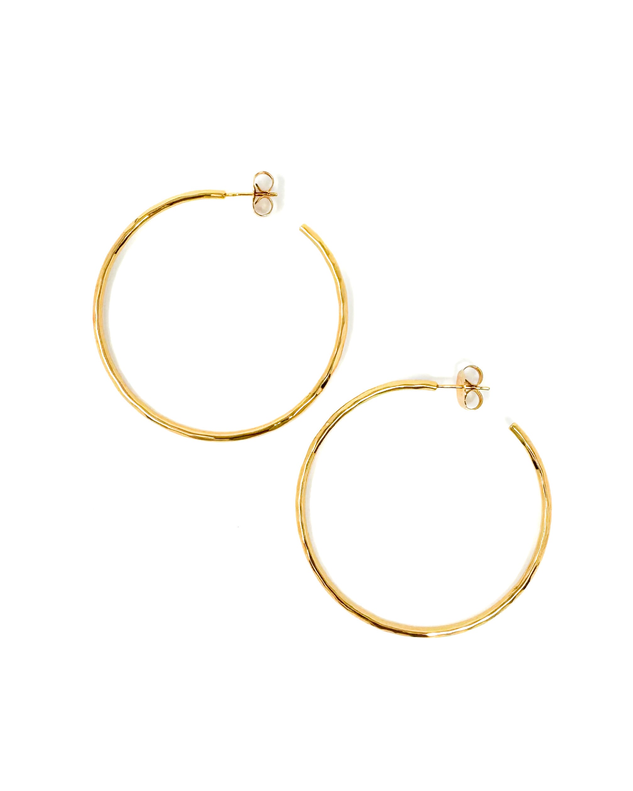Thin Hammered Gold Hoop Earrings