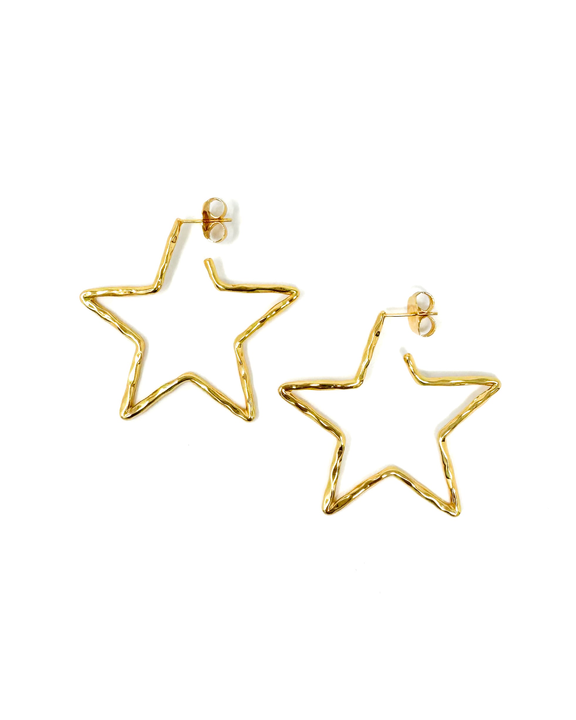 Gold Star Skinny Hoop Earrings