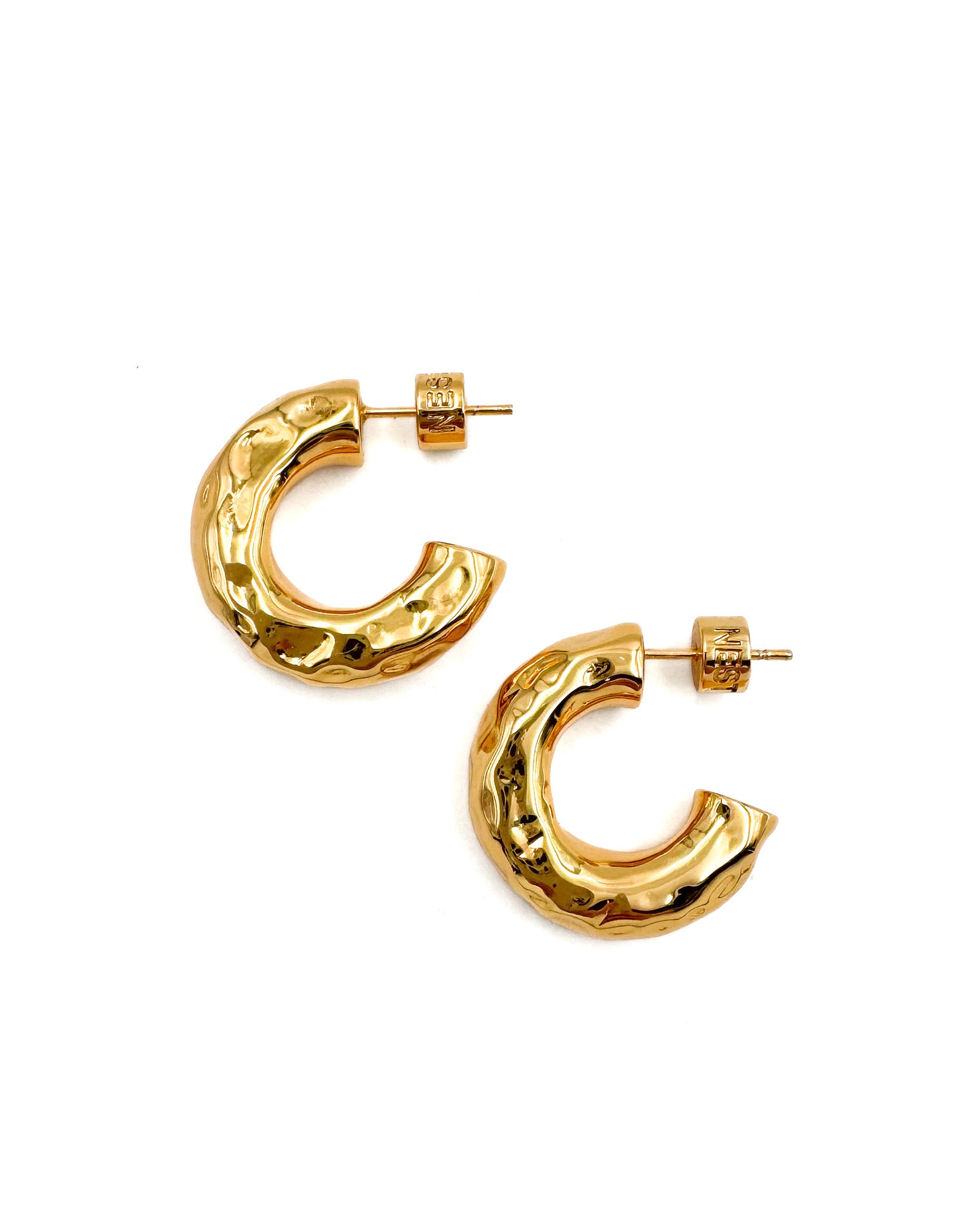Little Chunky Hammered Huggie Hoops