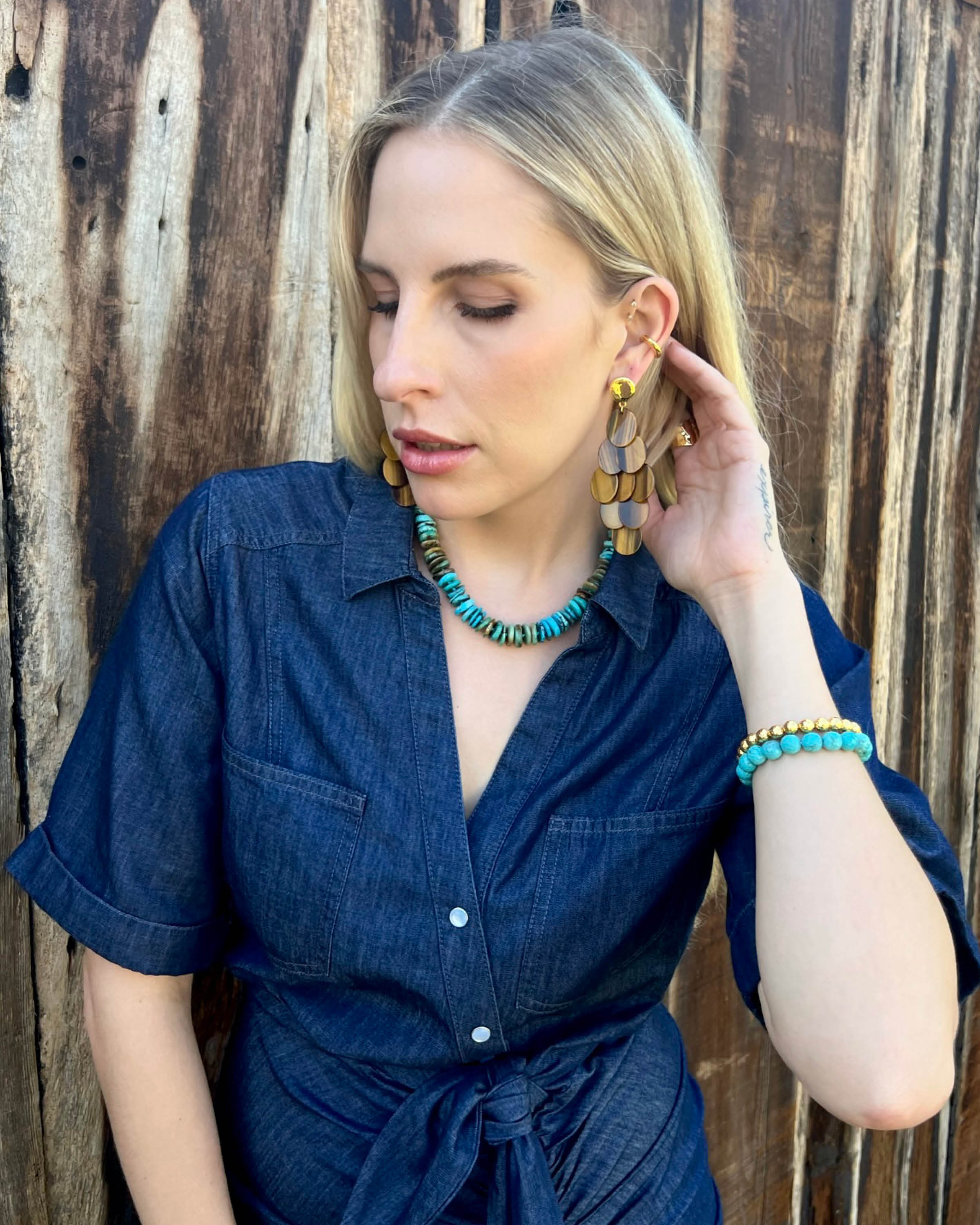 Tigers Eye Cluster Statement Earrings
