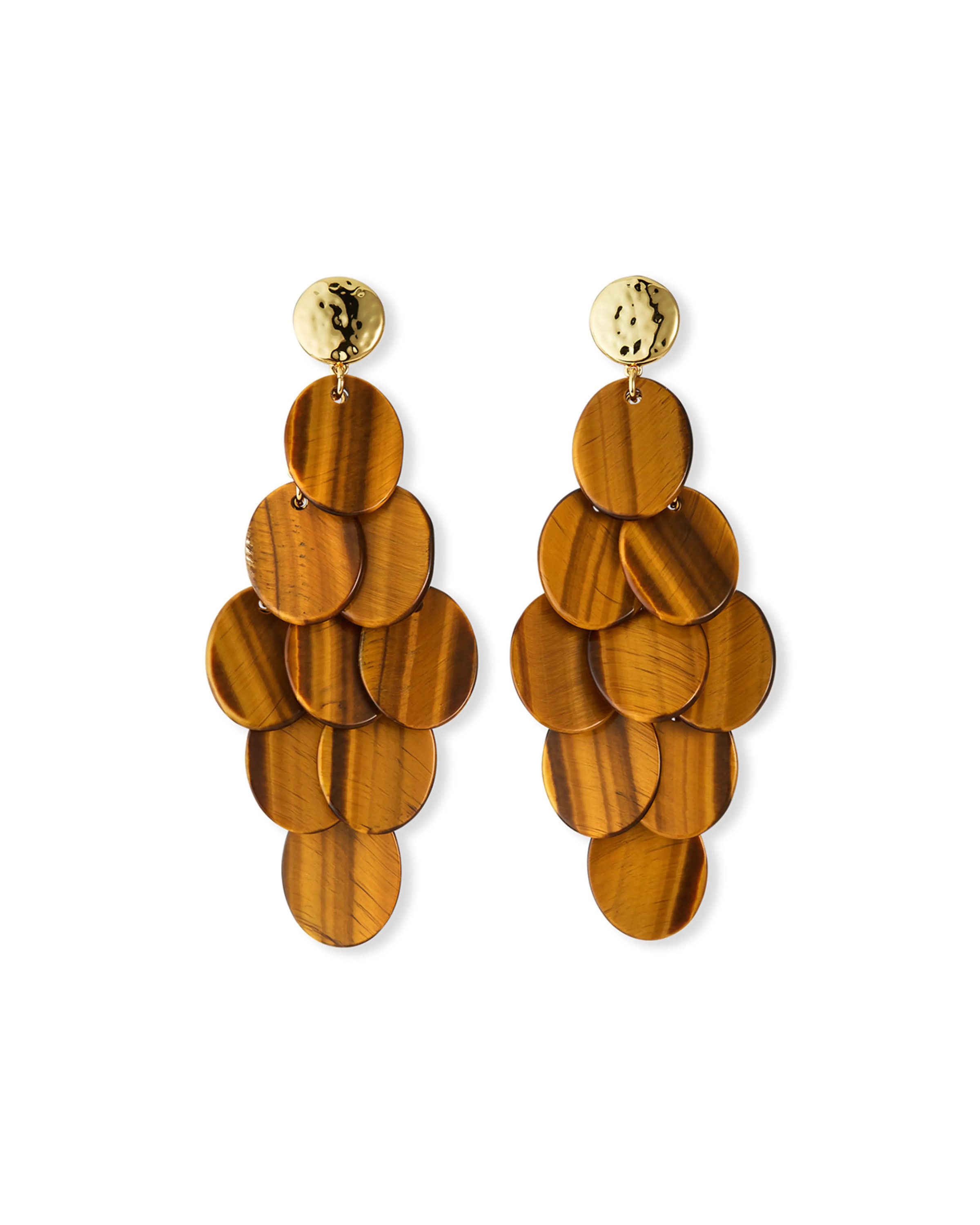 Tigers Eye Cluster Statement Earrings