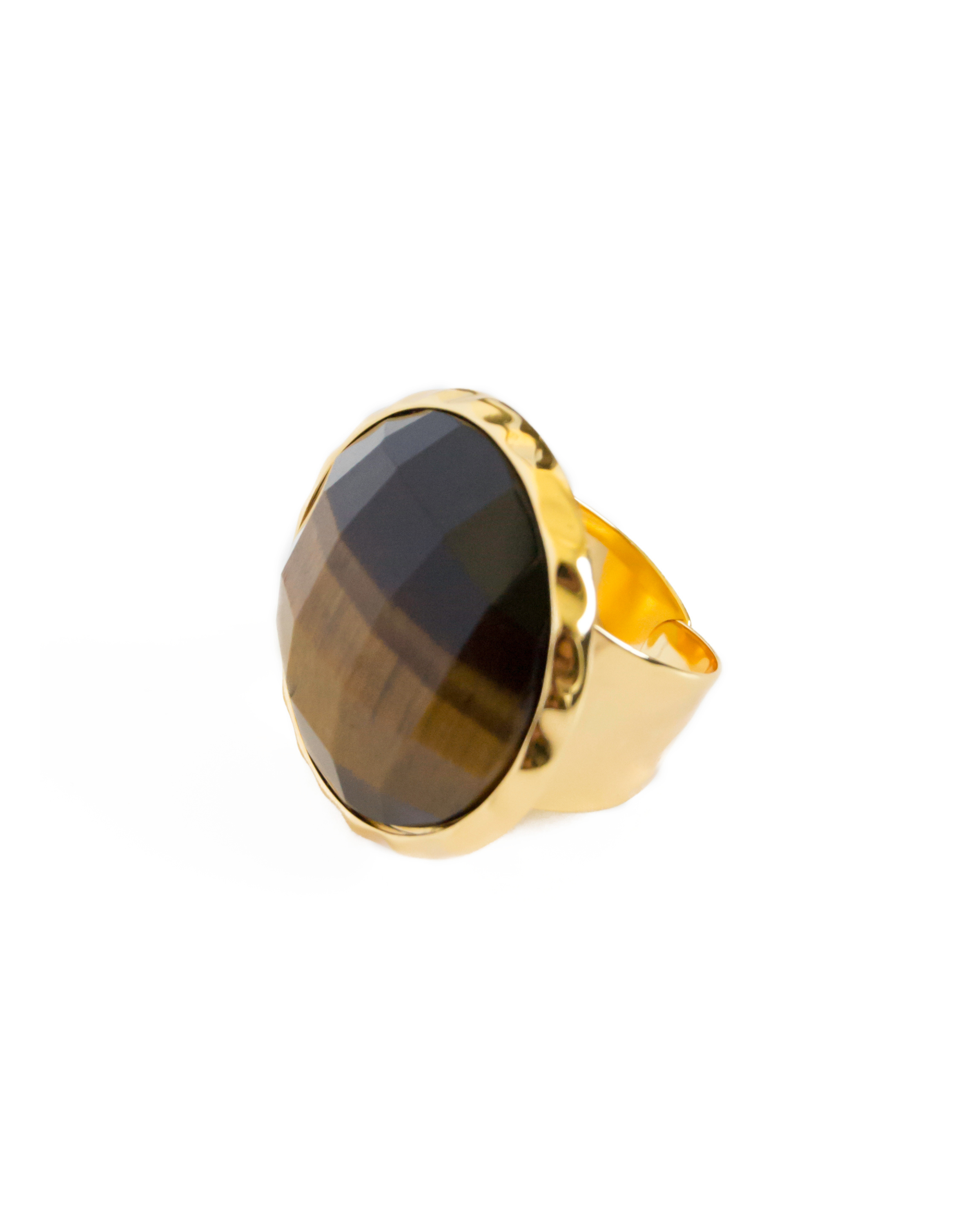 Tigers Eye Adjustable Statement Ring