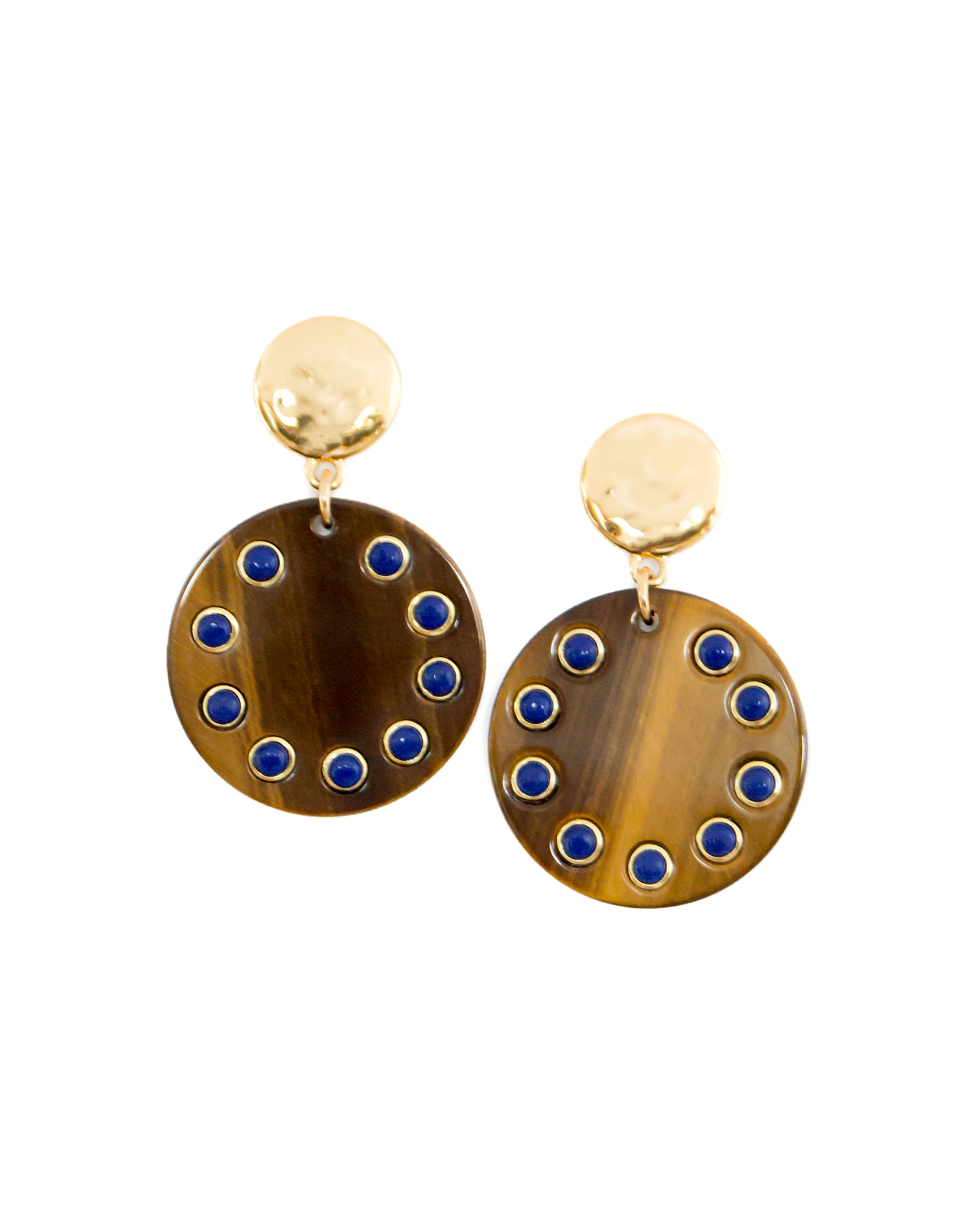 Tigers Eye w/ Studded Lapis Earrings