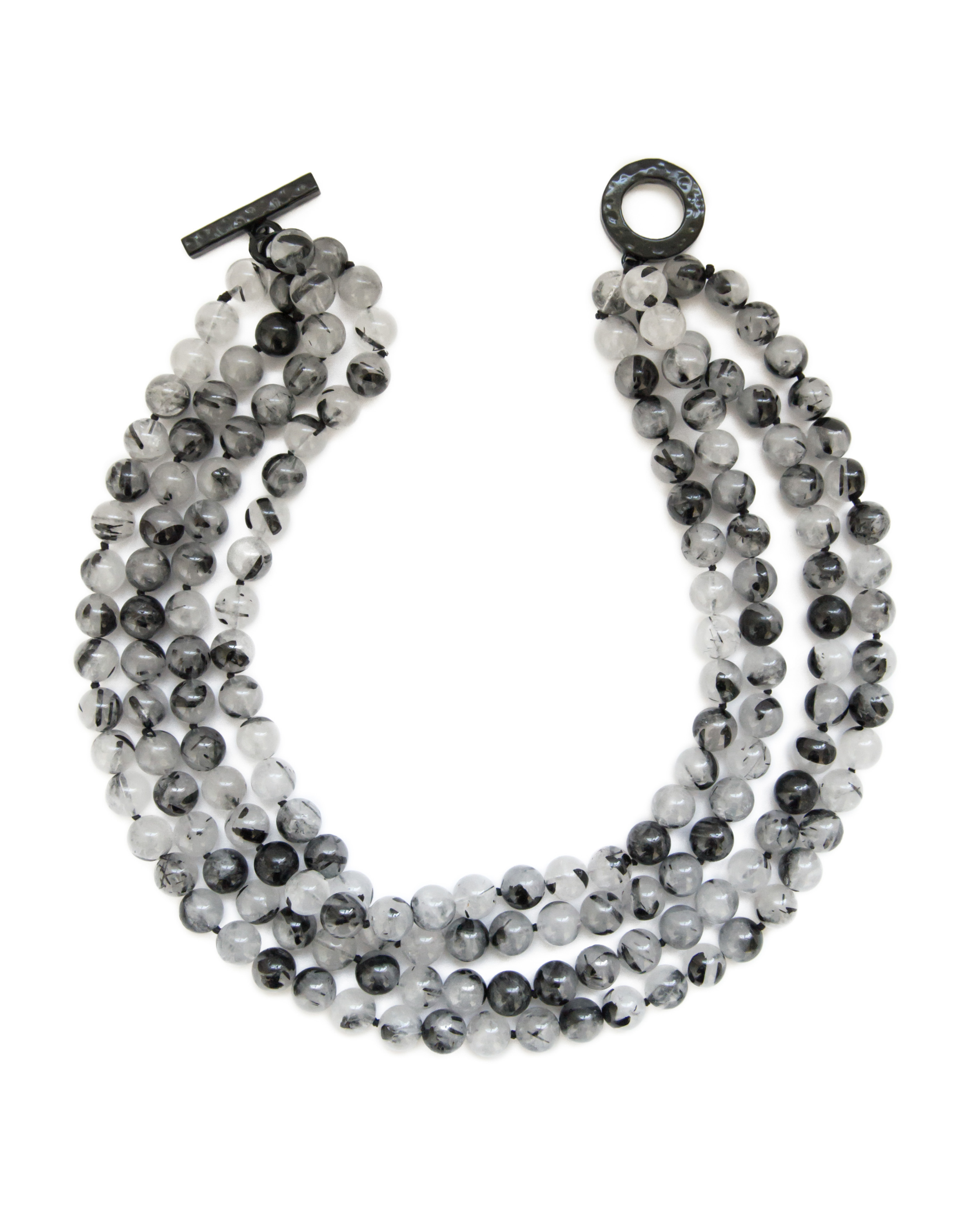 Tourmalinated Rutilated Quartz Multistrand Necklace