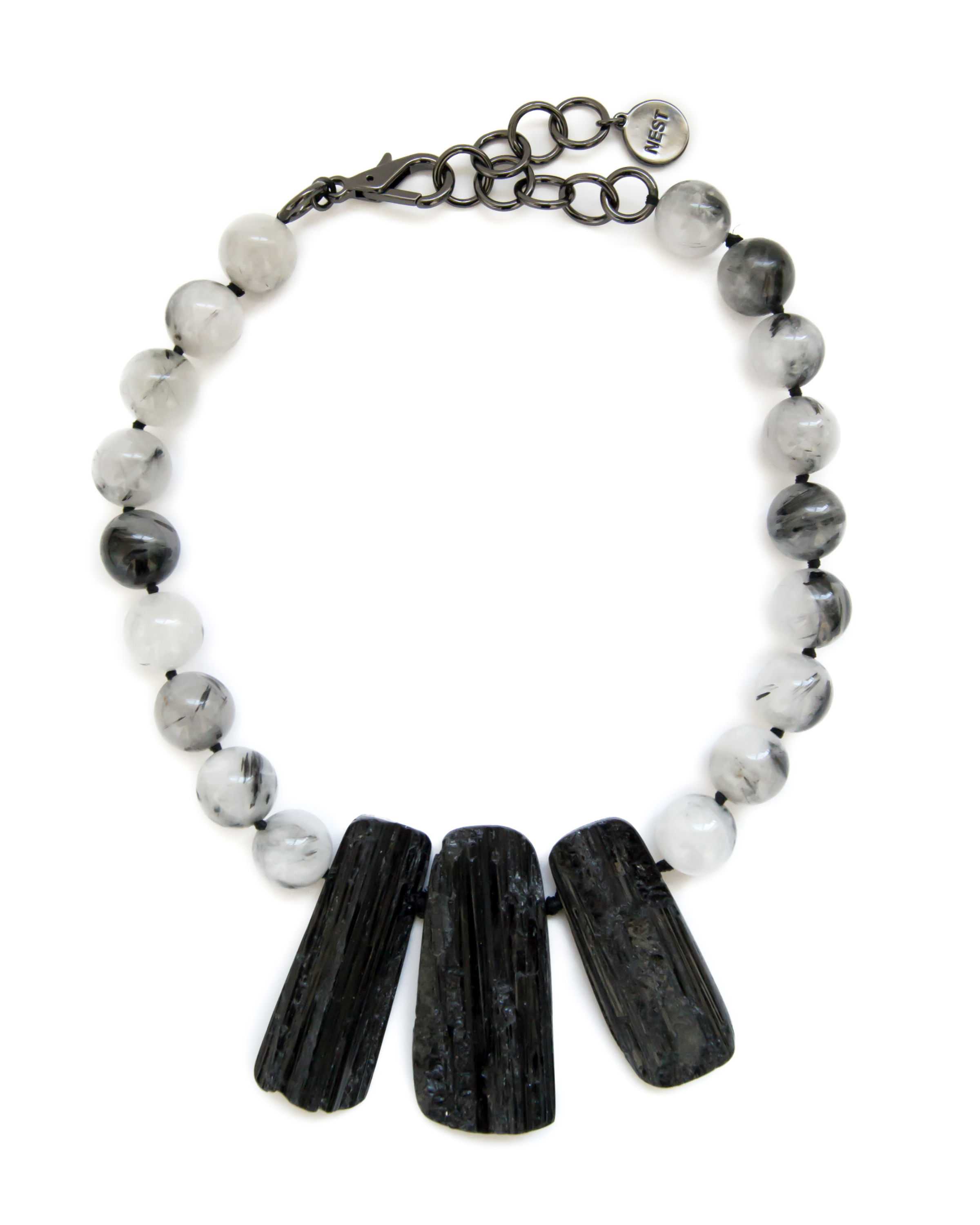 Tourmaline & Tourmalinated Quartz Statement Necklace