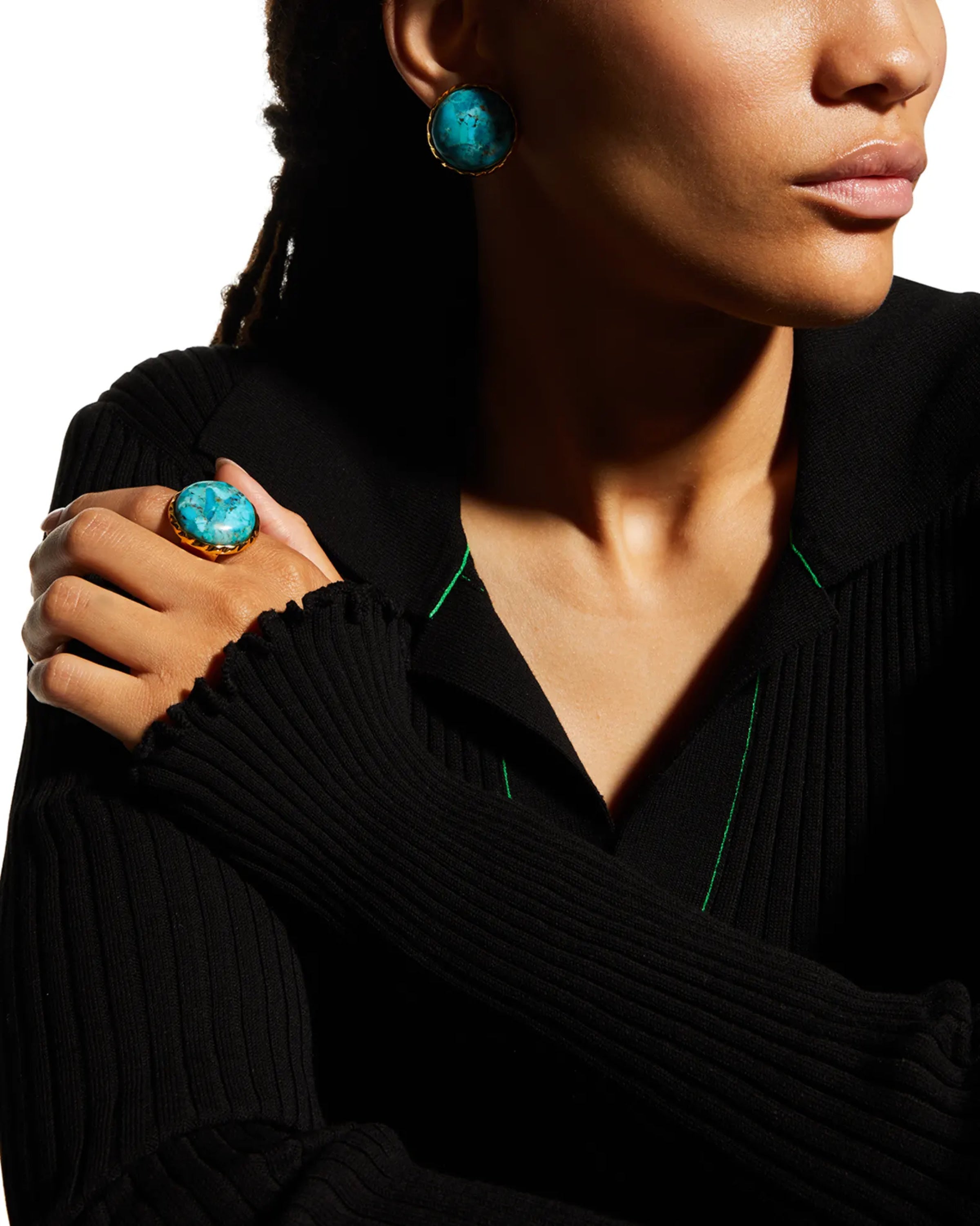 Turquoise Bezel Clip Back Earrings