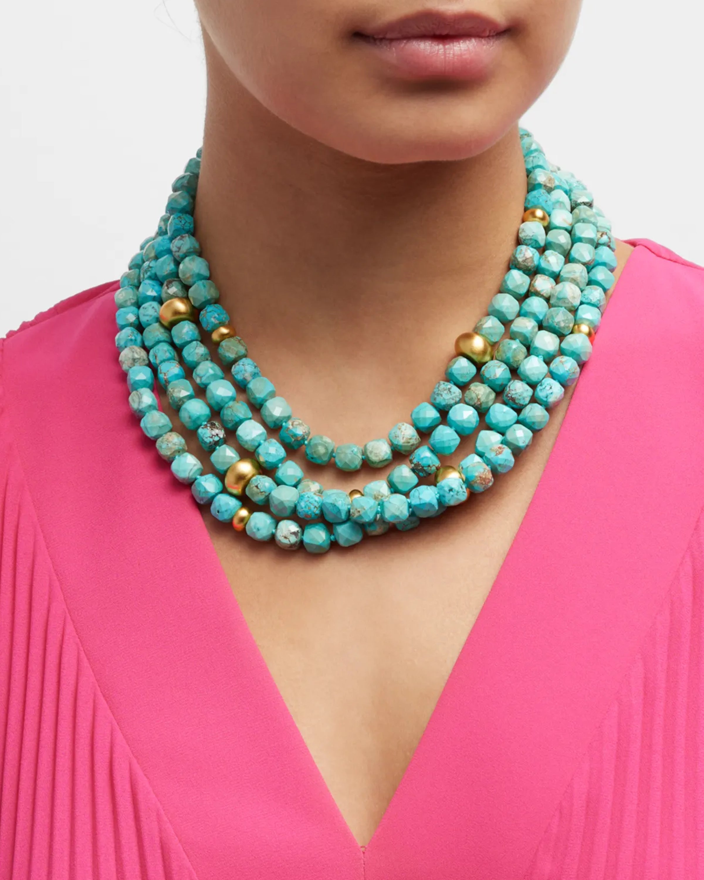 Turquoise Magnesite Brushed Accent Necklace