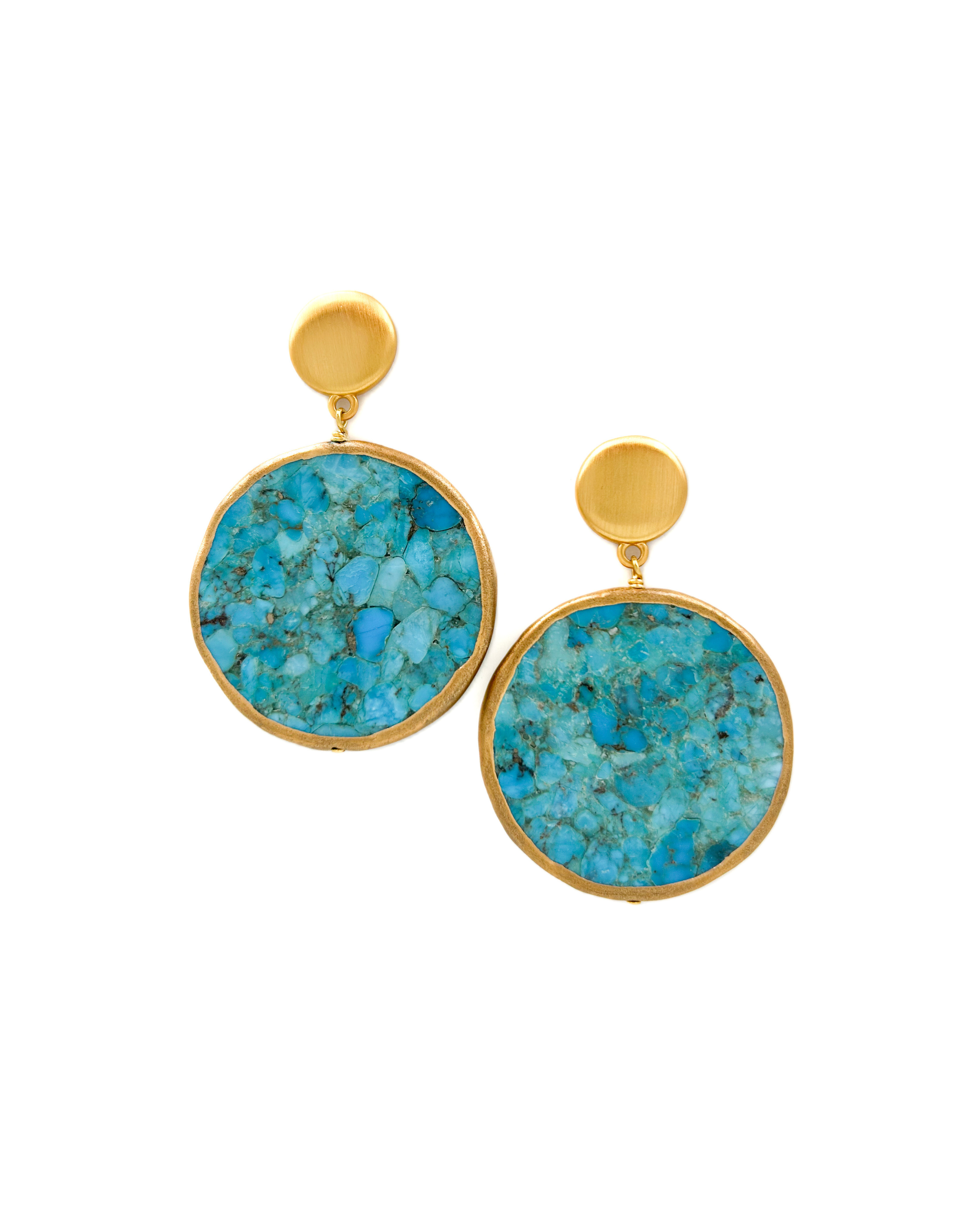 Turquoise Wave Statement Disc Drop Earrings