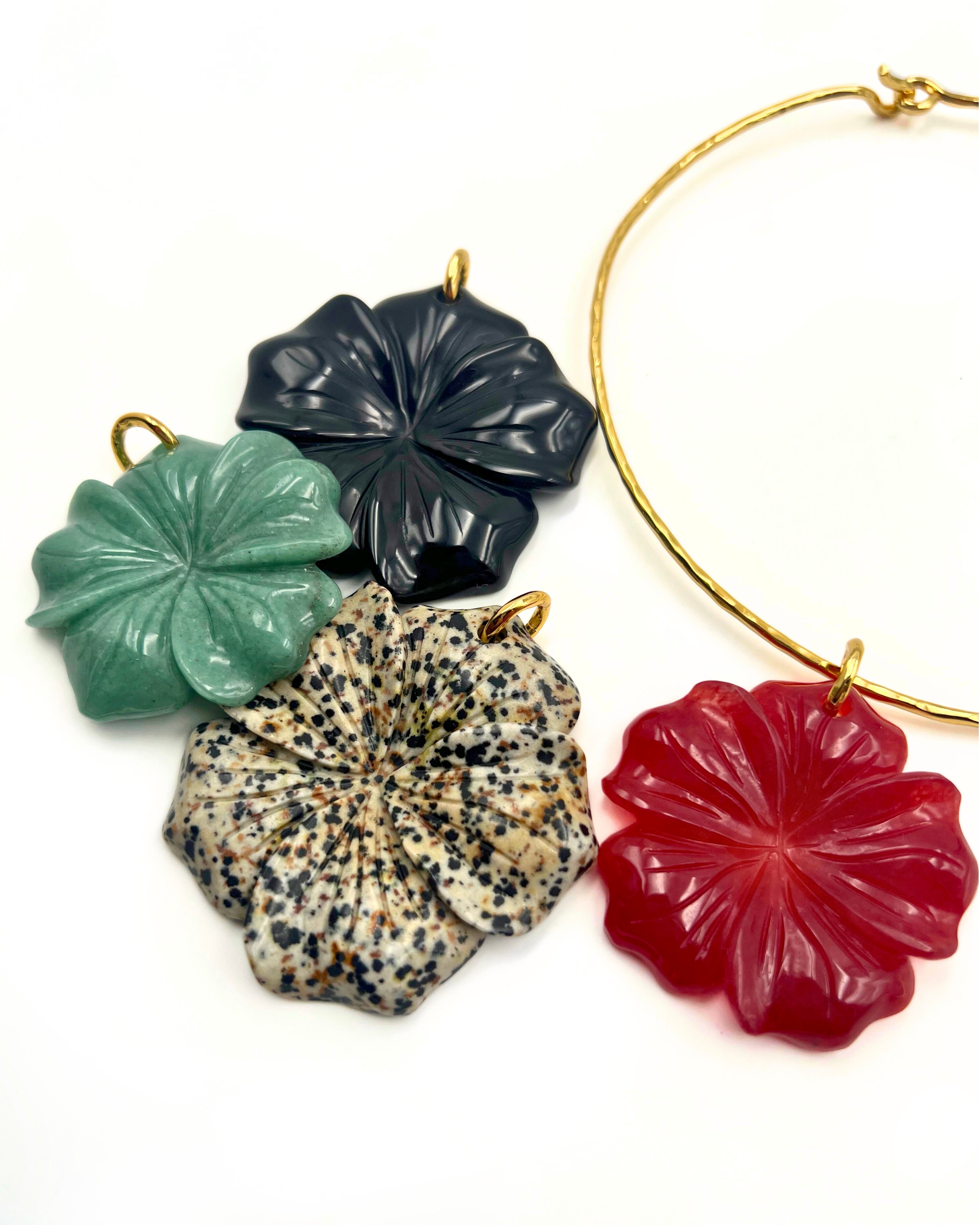 Black Onyx Flower Pendant