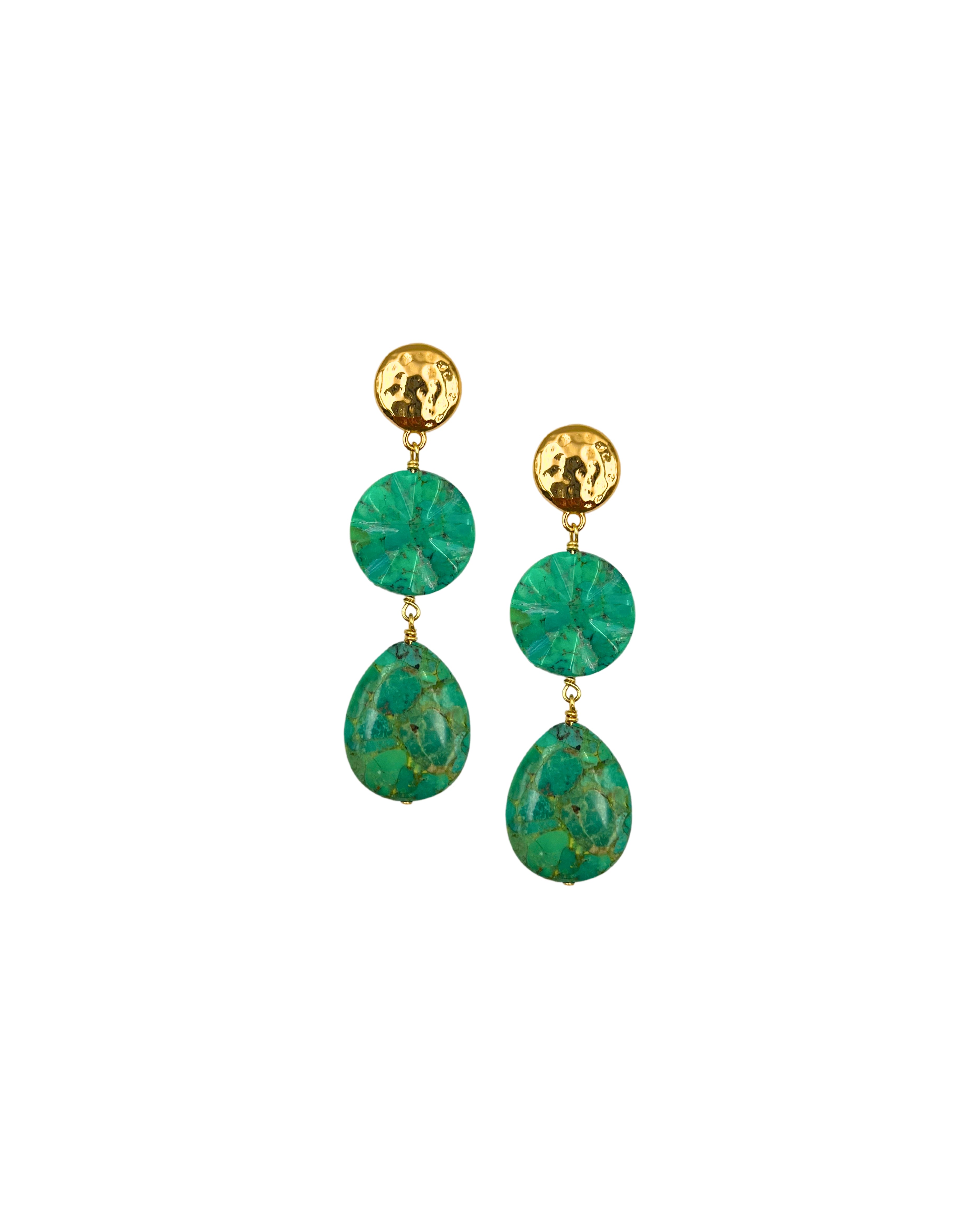 Green Turquoise Double Drop Earrings