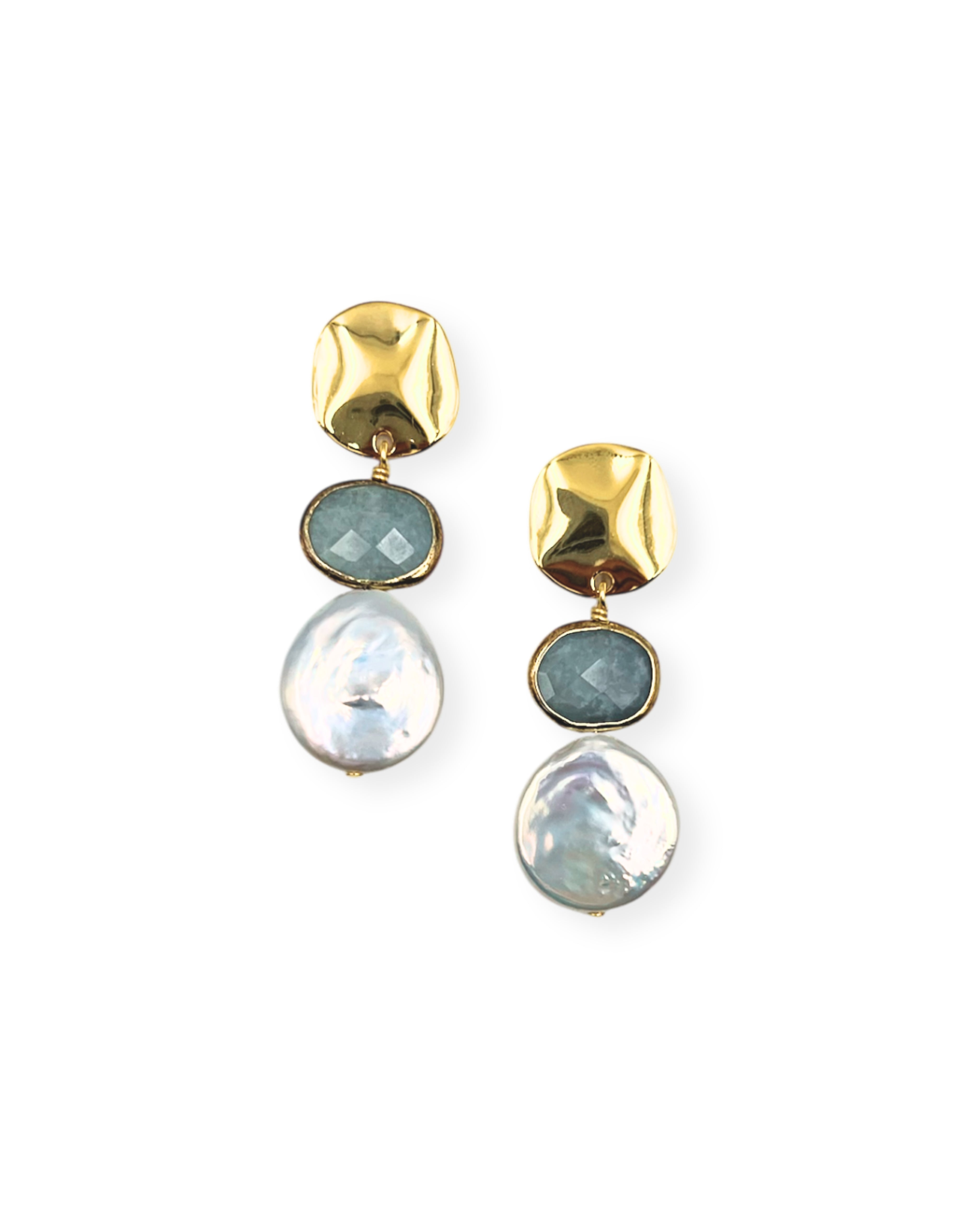 Aquamarine and Pearl Drop Earrings