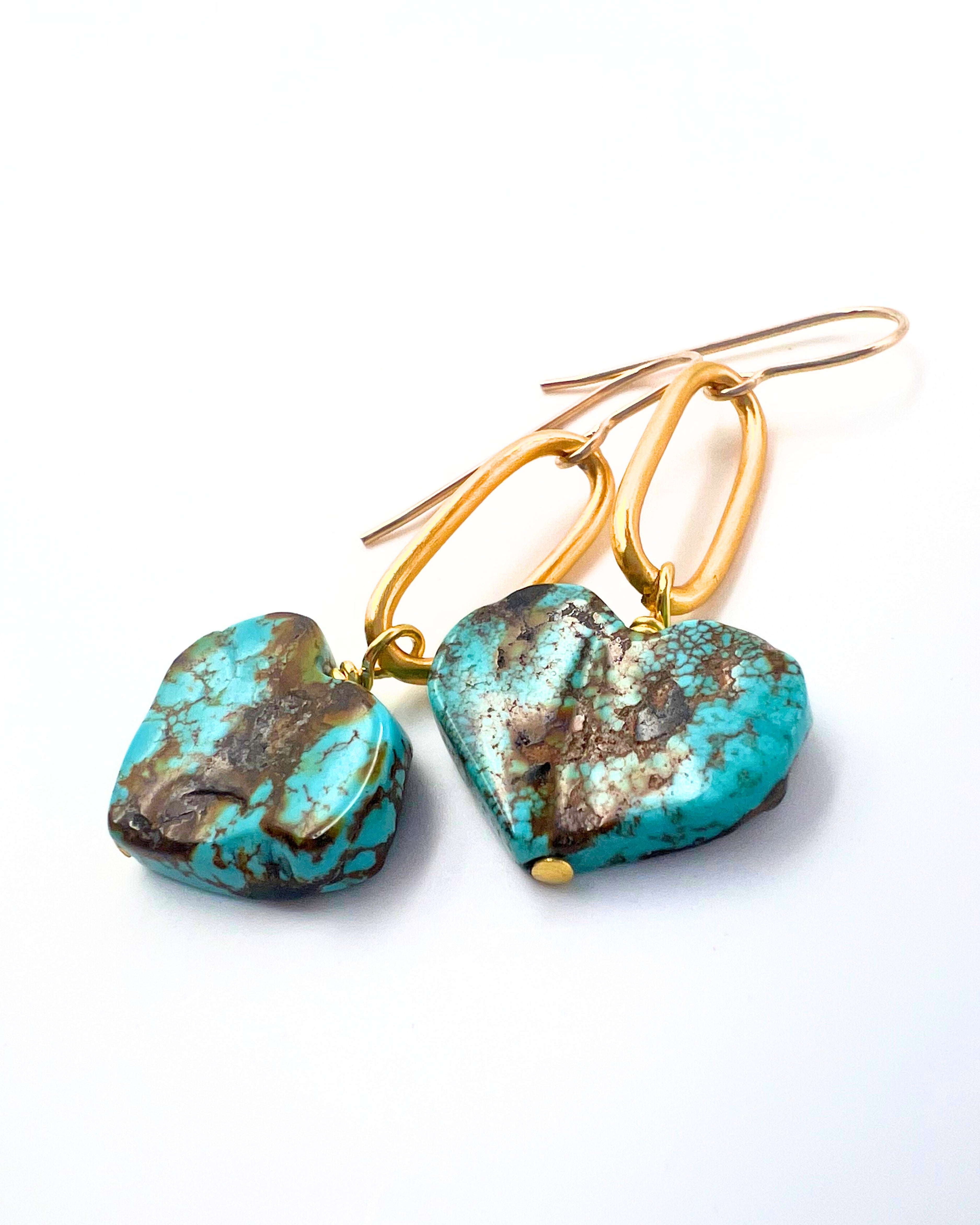 Turquoise Heart Drop Earrings