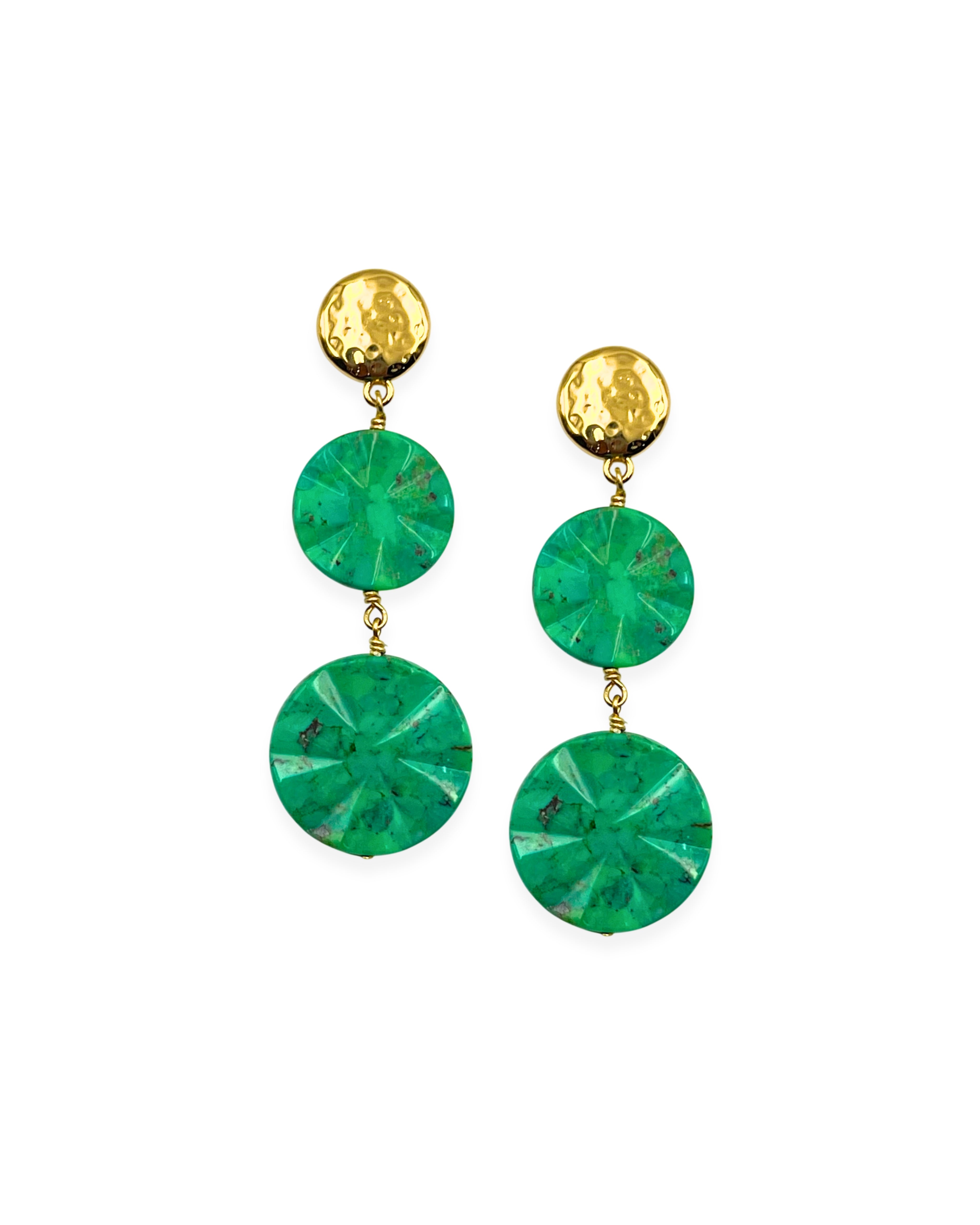 Green Turquoise Wavy Drop Earrings