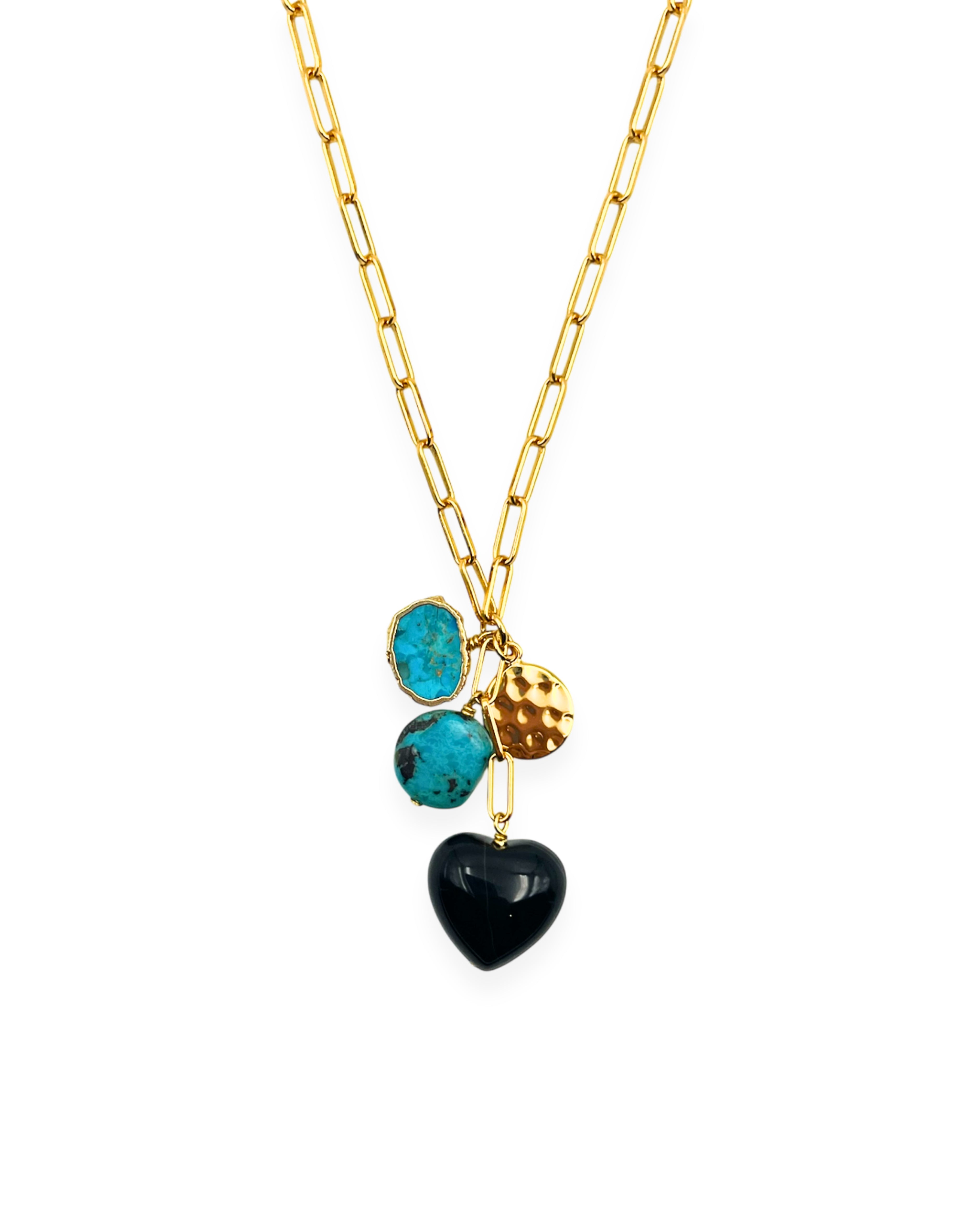 Black Onyx Heart Charm Necklace
