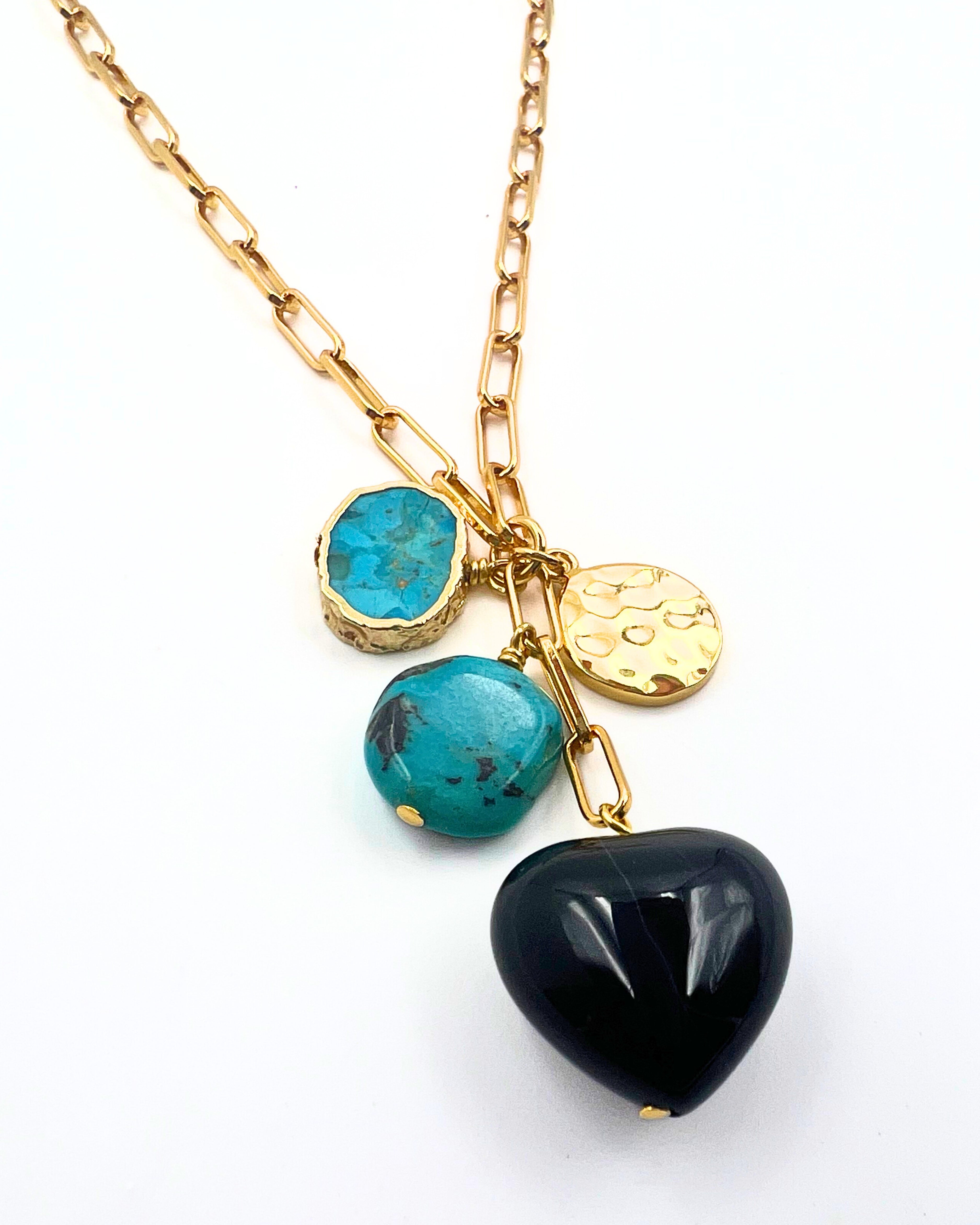 Black Onyx Heart Charm Necklace