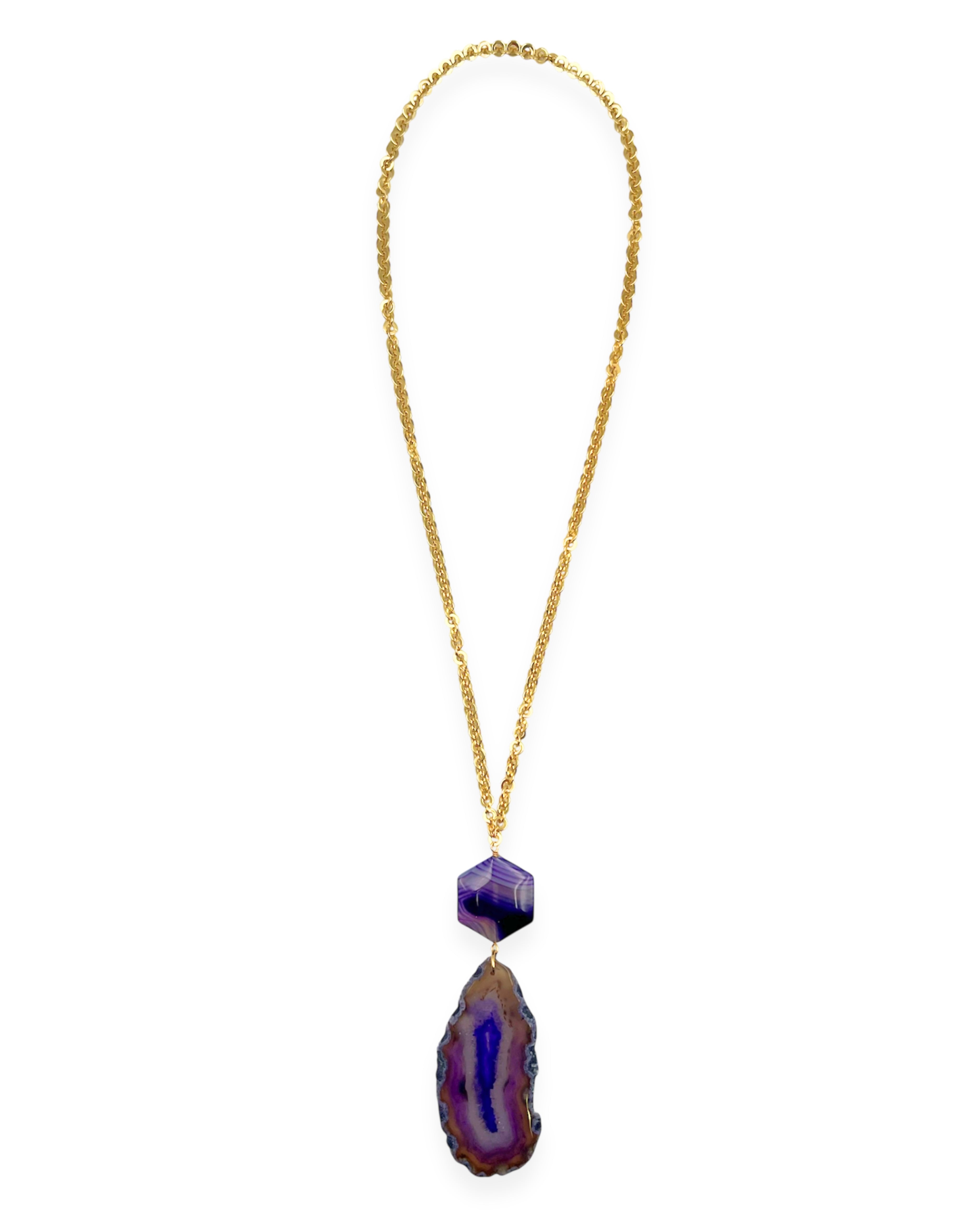 Purple Agate Drop Necklace