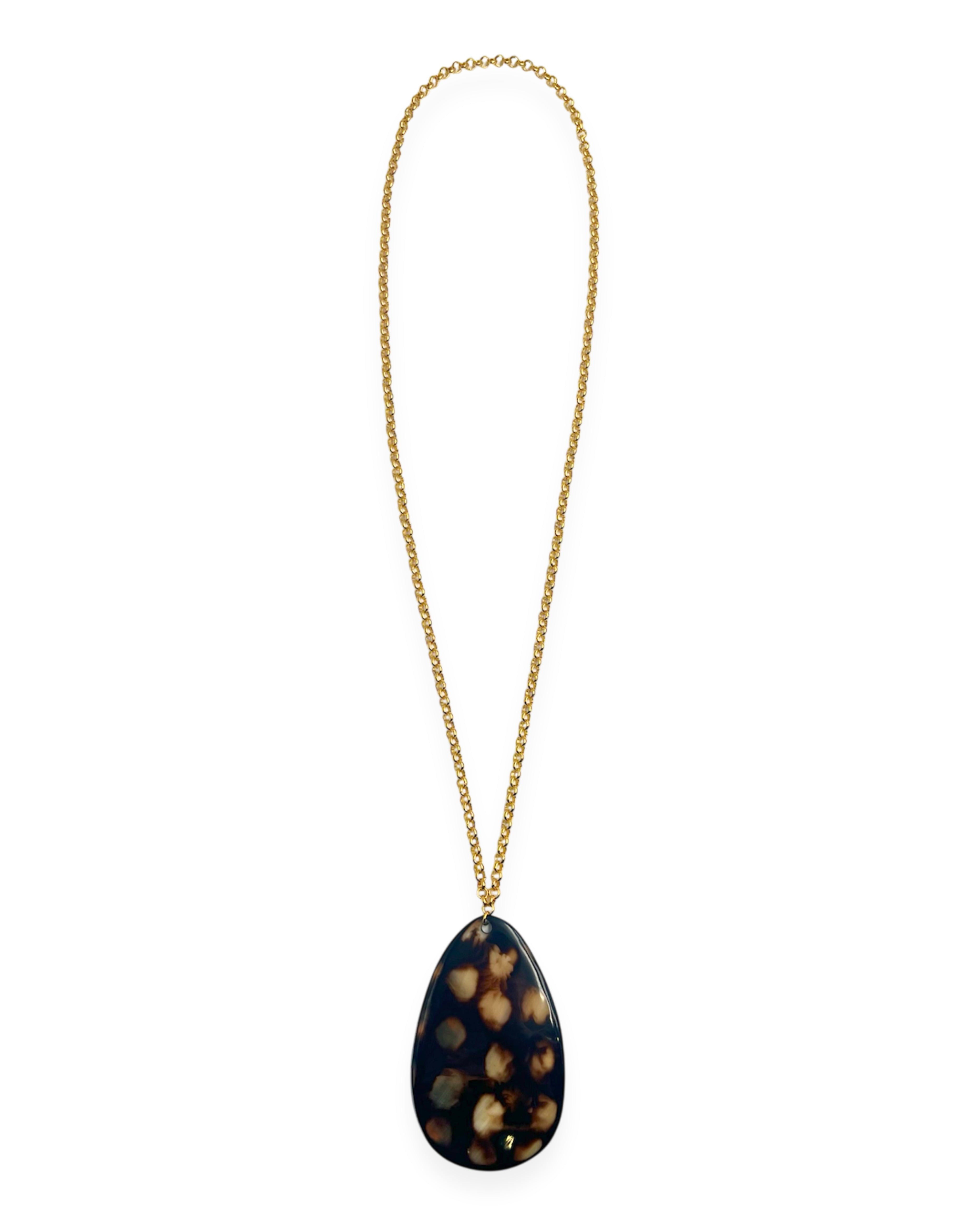 Spotted Horn Pendant Necklace