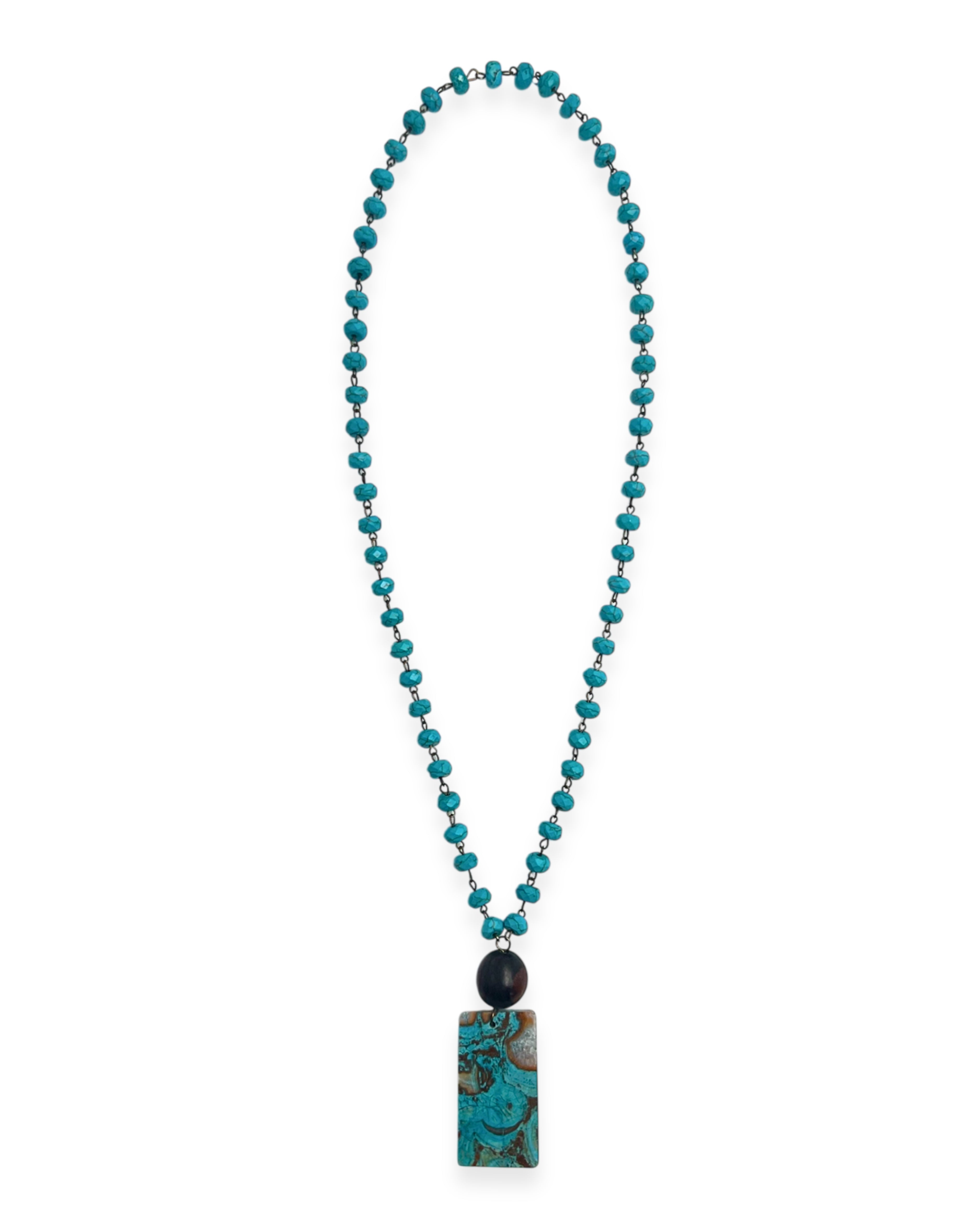 Turquoise Jasper Long Pendant Necklace