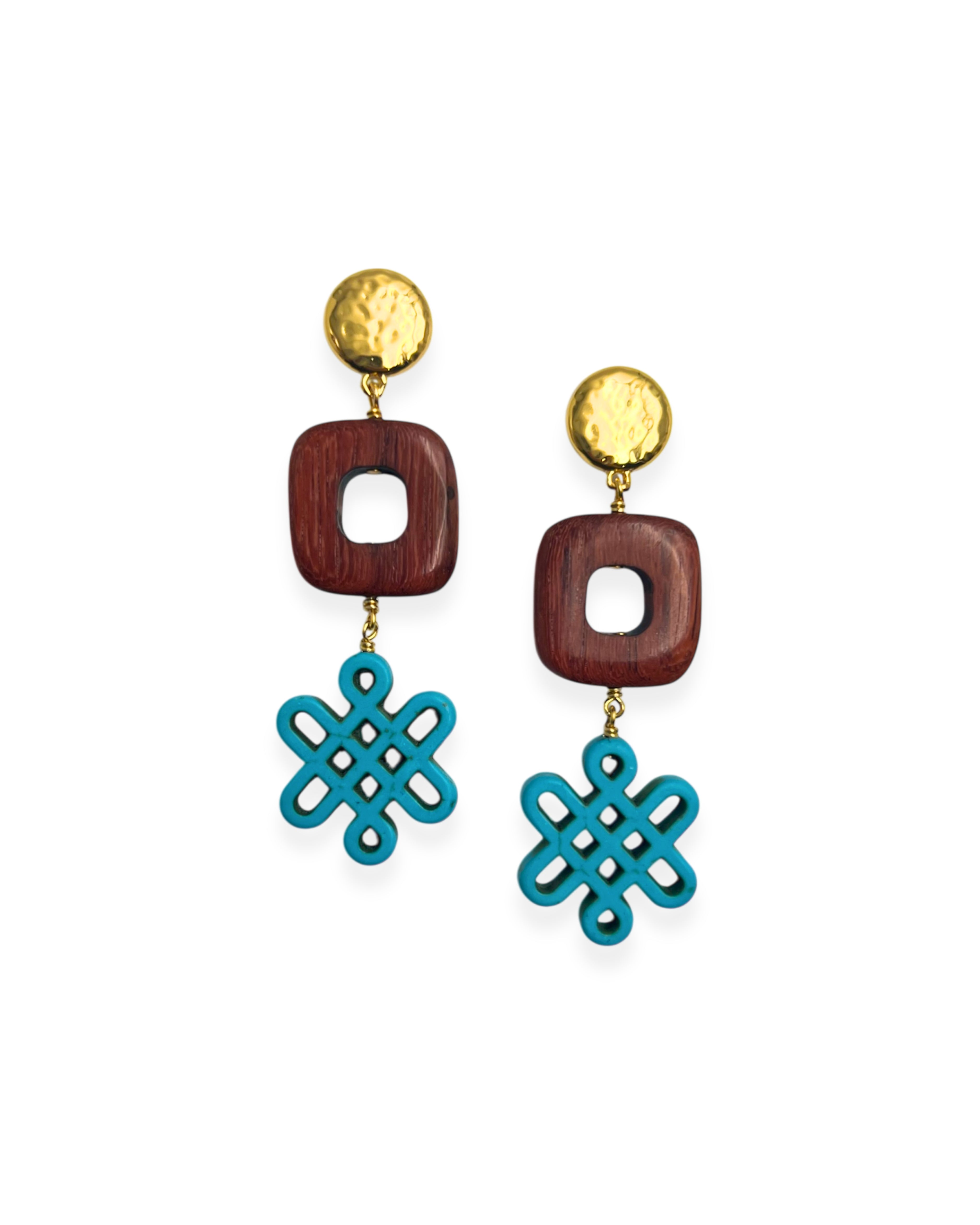 Rosewood and turquoise Drop Earrings