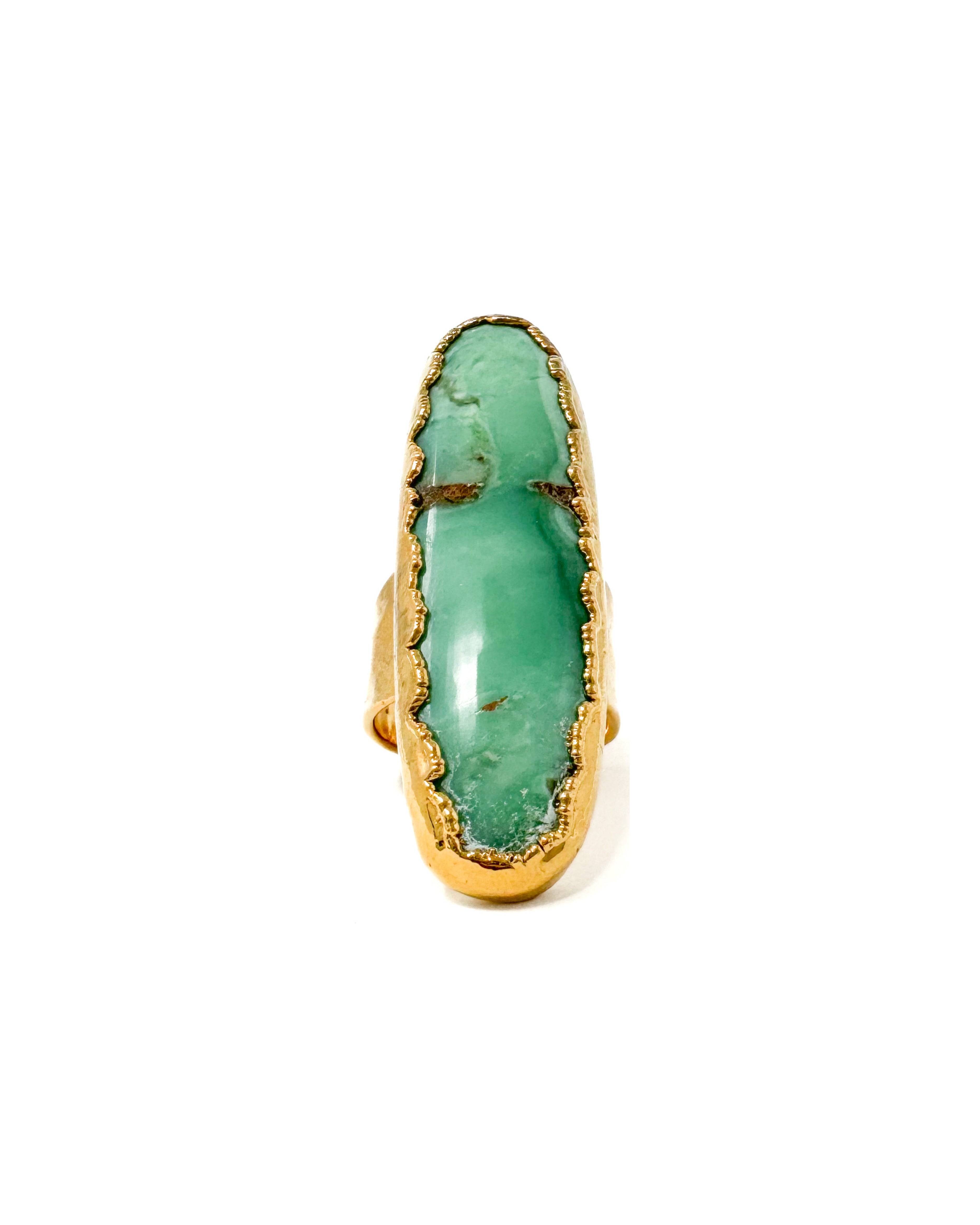 Chrysoprase Gemstone Long Adjustable Ring