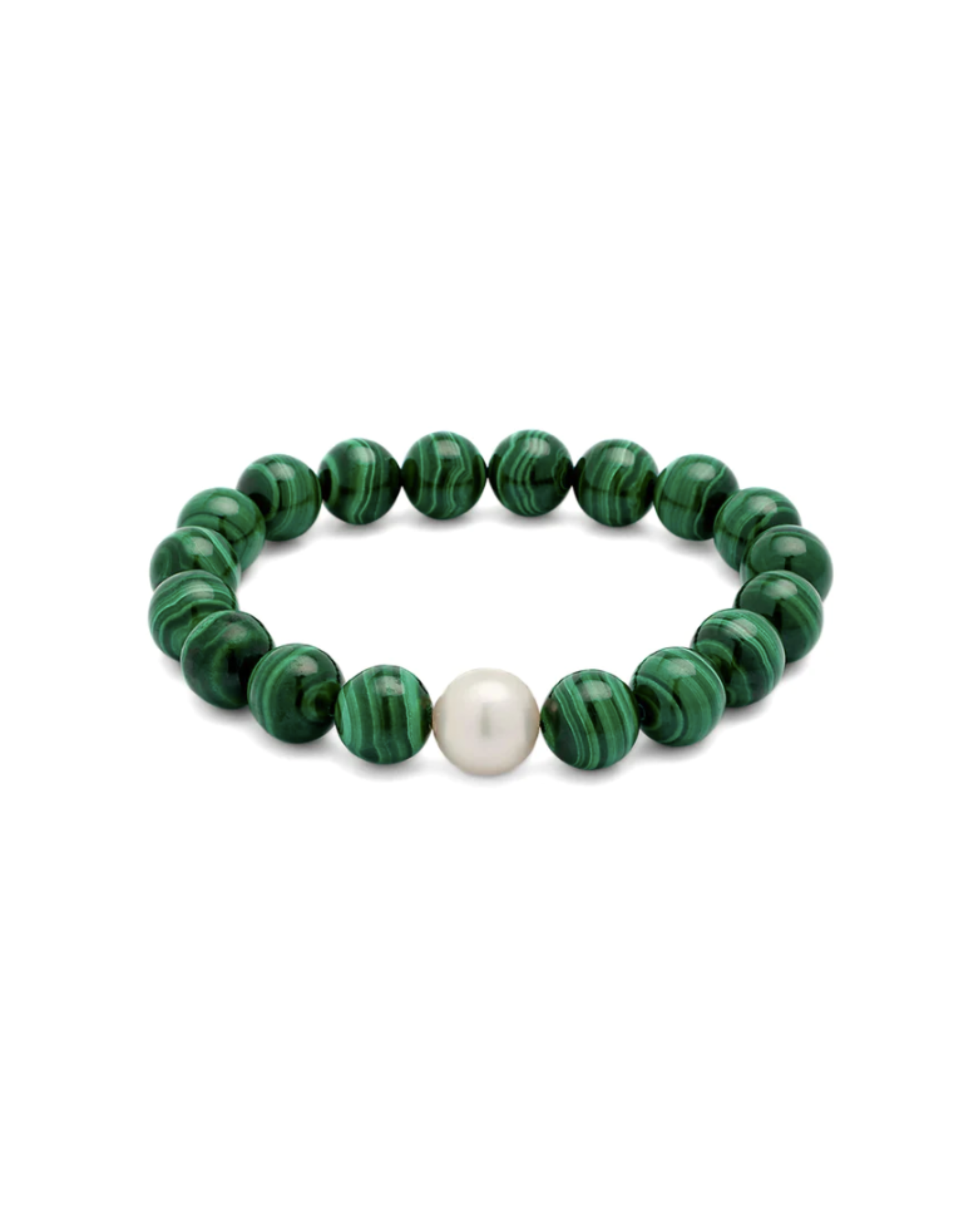 Malachite & Baroque Pearl Stretch Bracelet