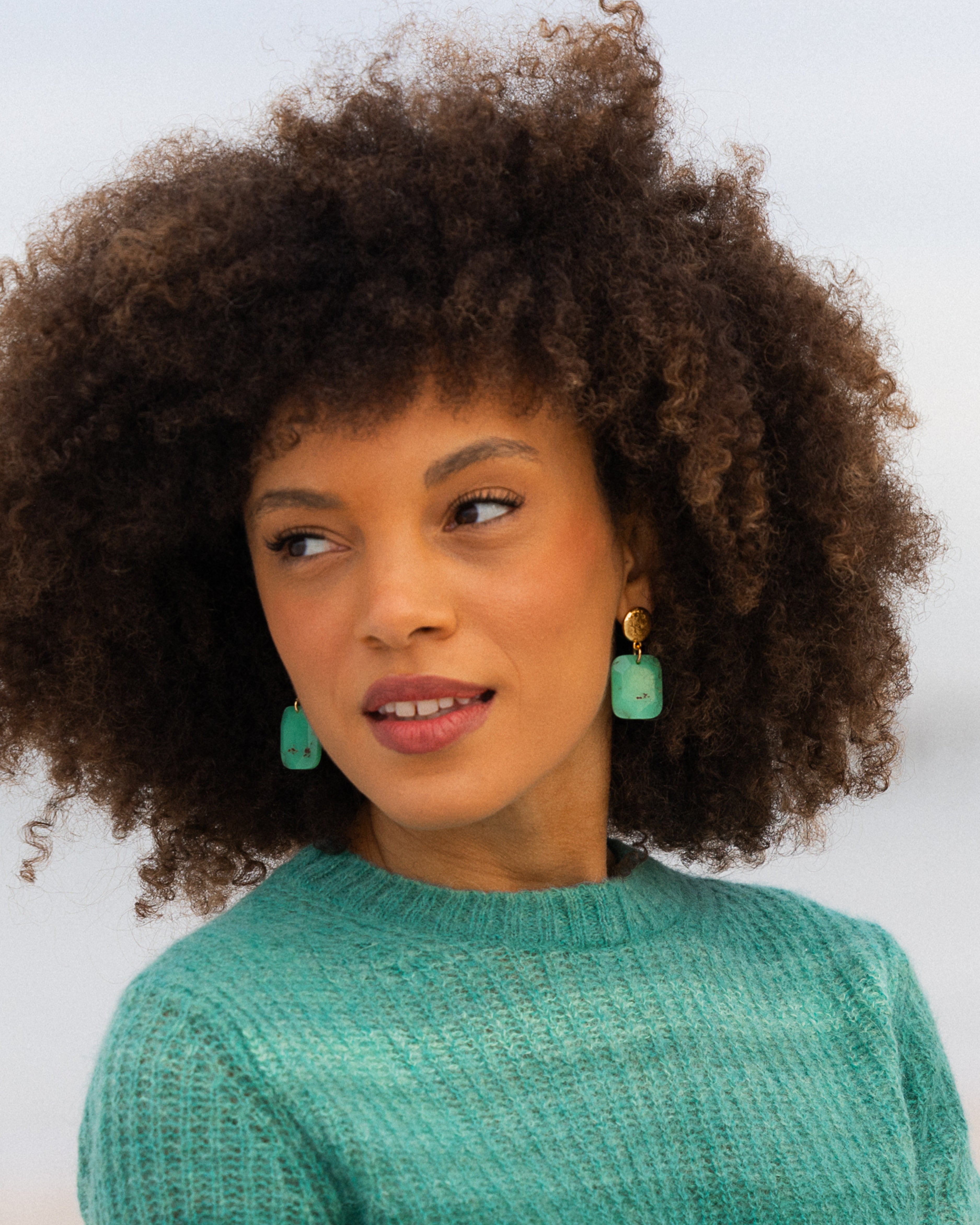 Chrysoprase Gemstone Drop Earrings