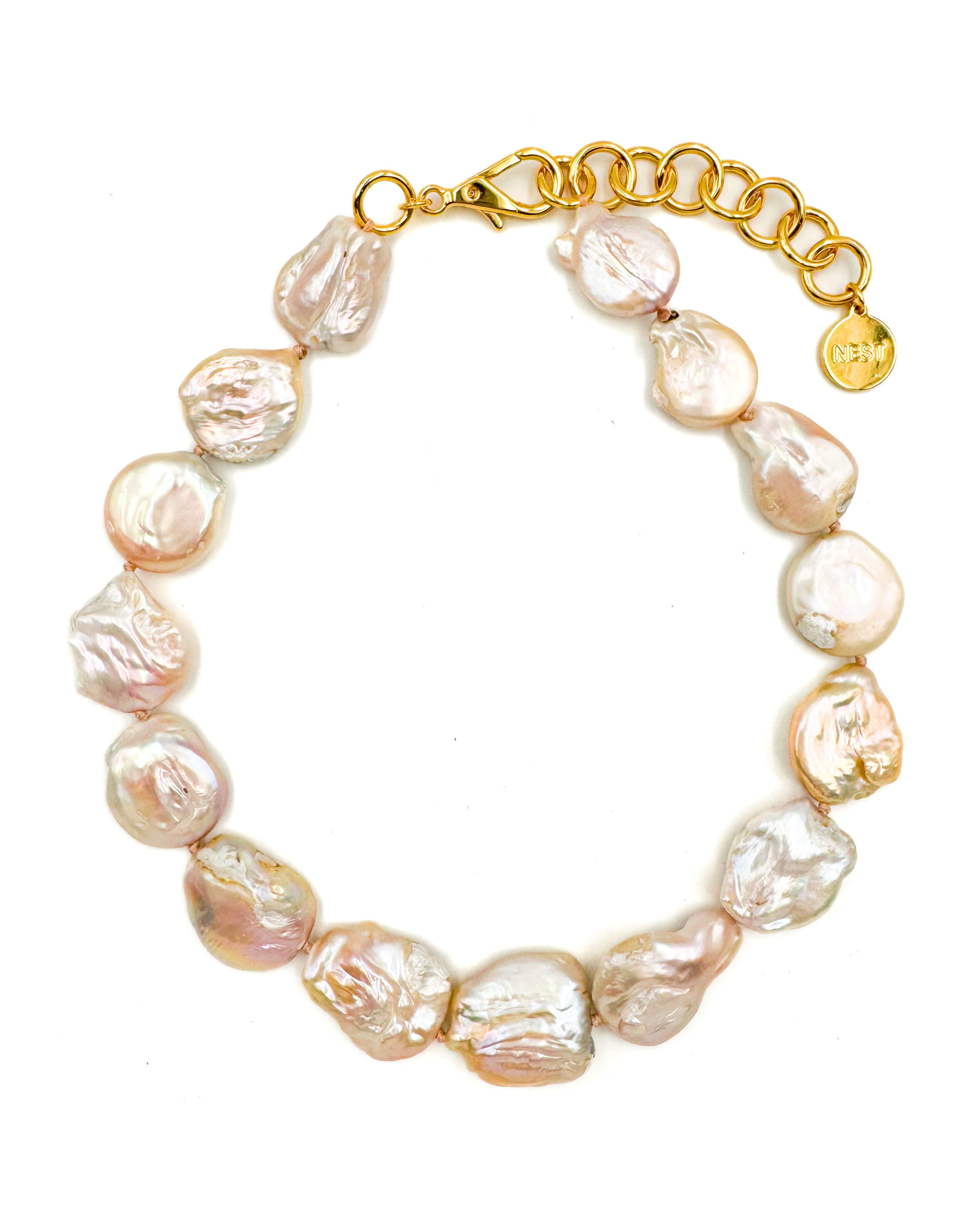 Pale Peach Baroque Pearl Necklace