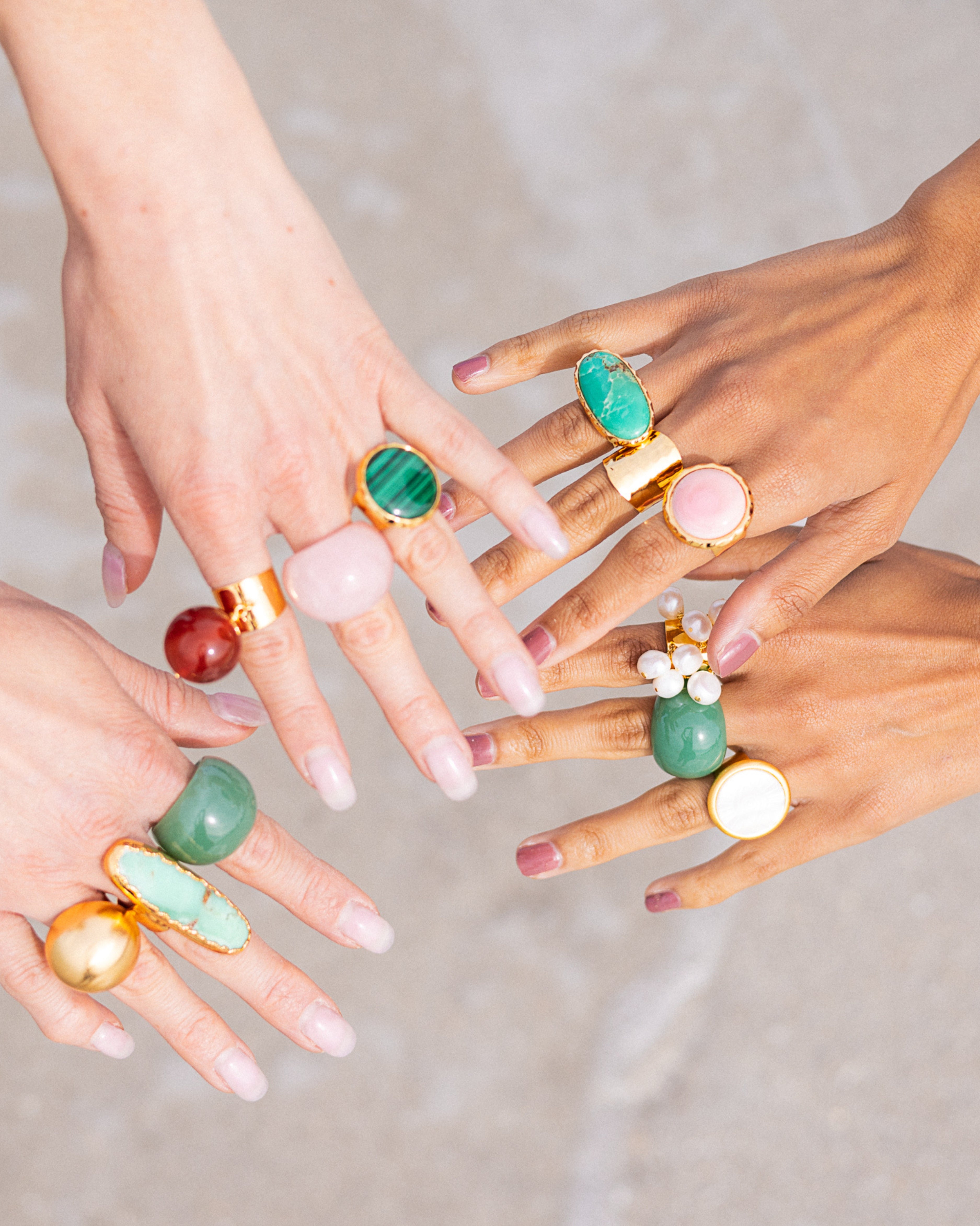 Jade Aventurine Stone Statement Ring