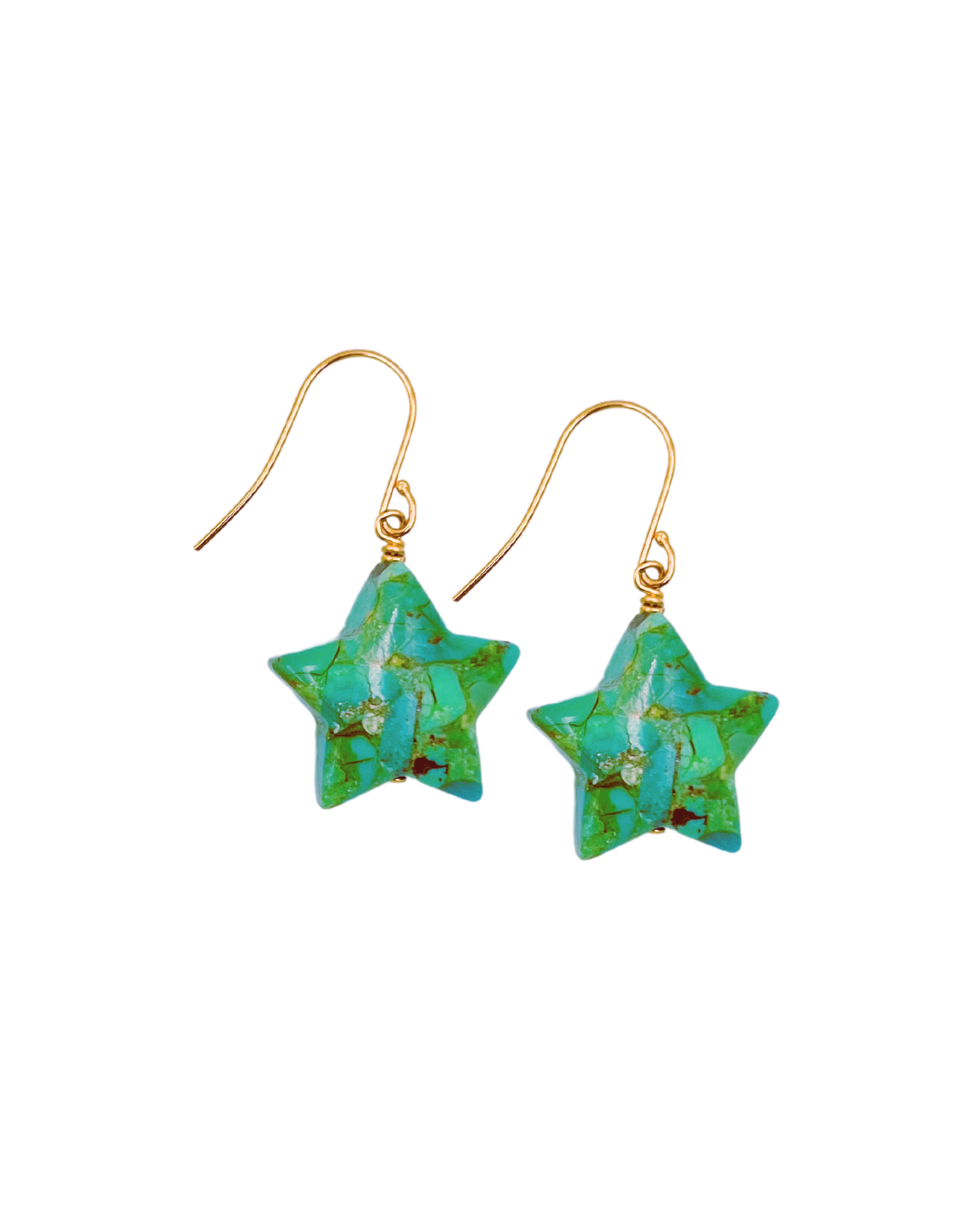 Green Turquoise Star Drop Earrings