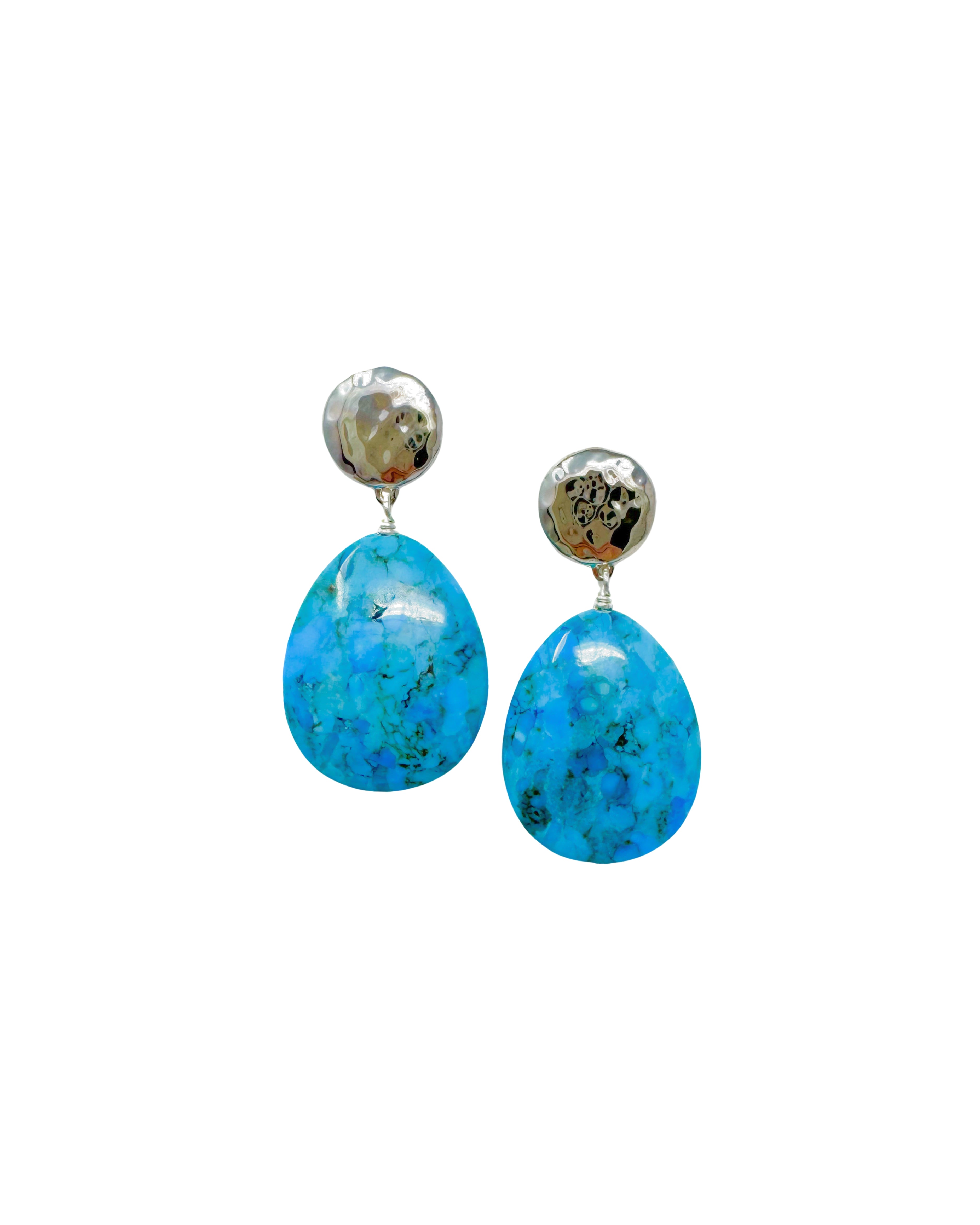 Turquoise and Silver Teardrop Earrings