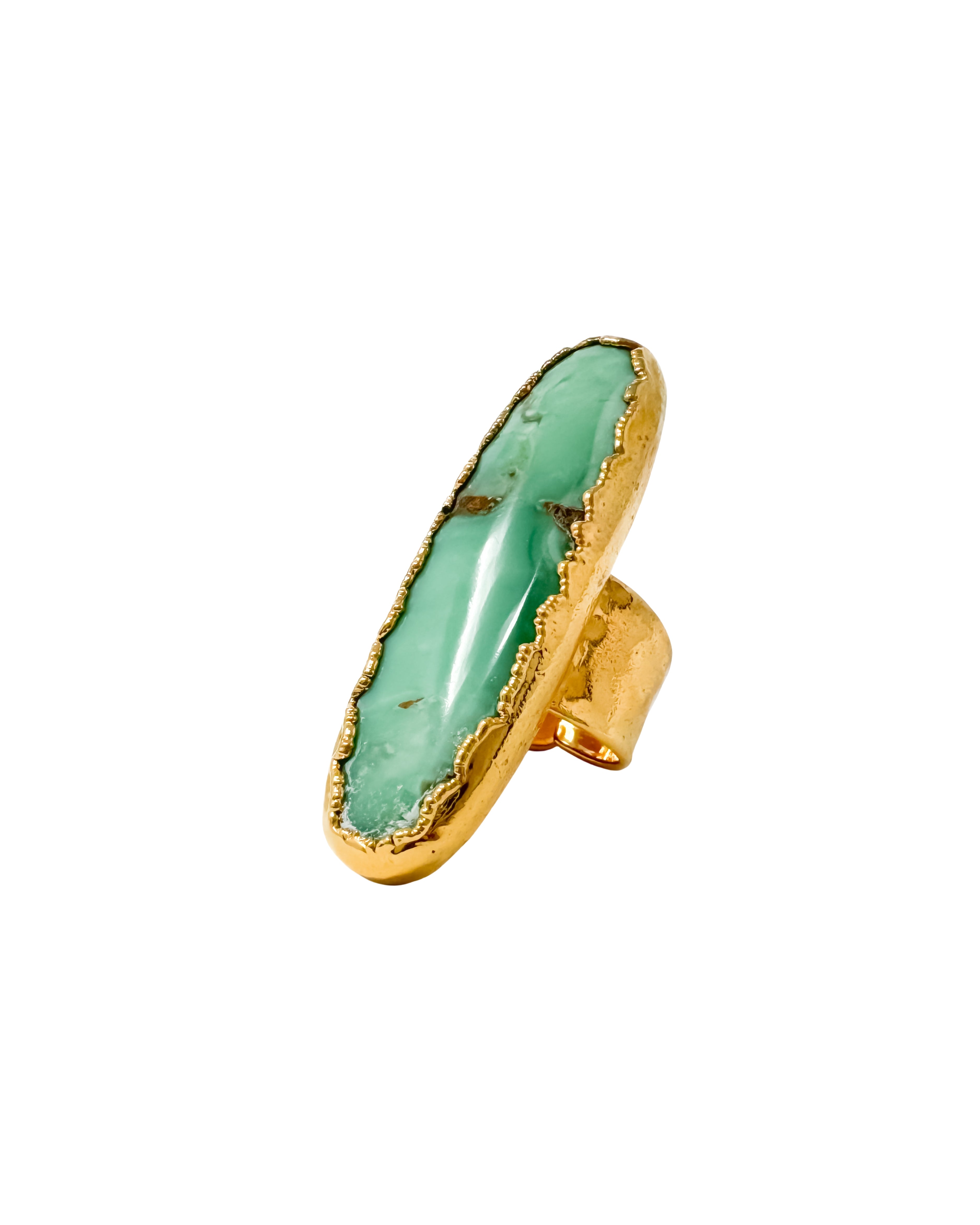 Chrysoprase Gemstone Long Adjustable Ring