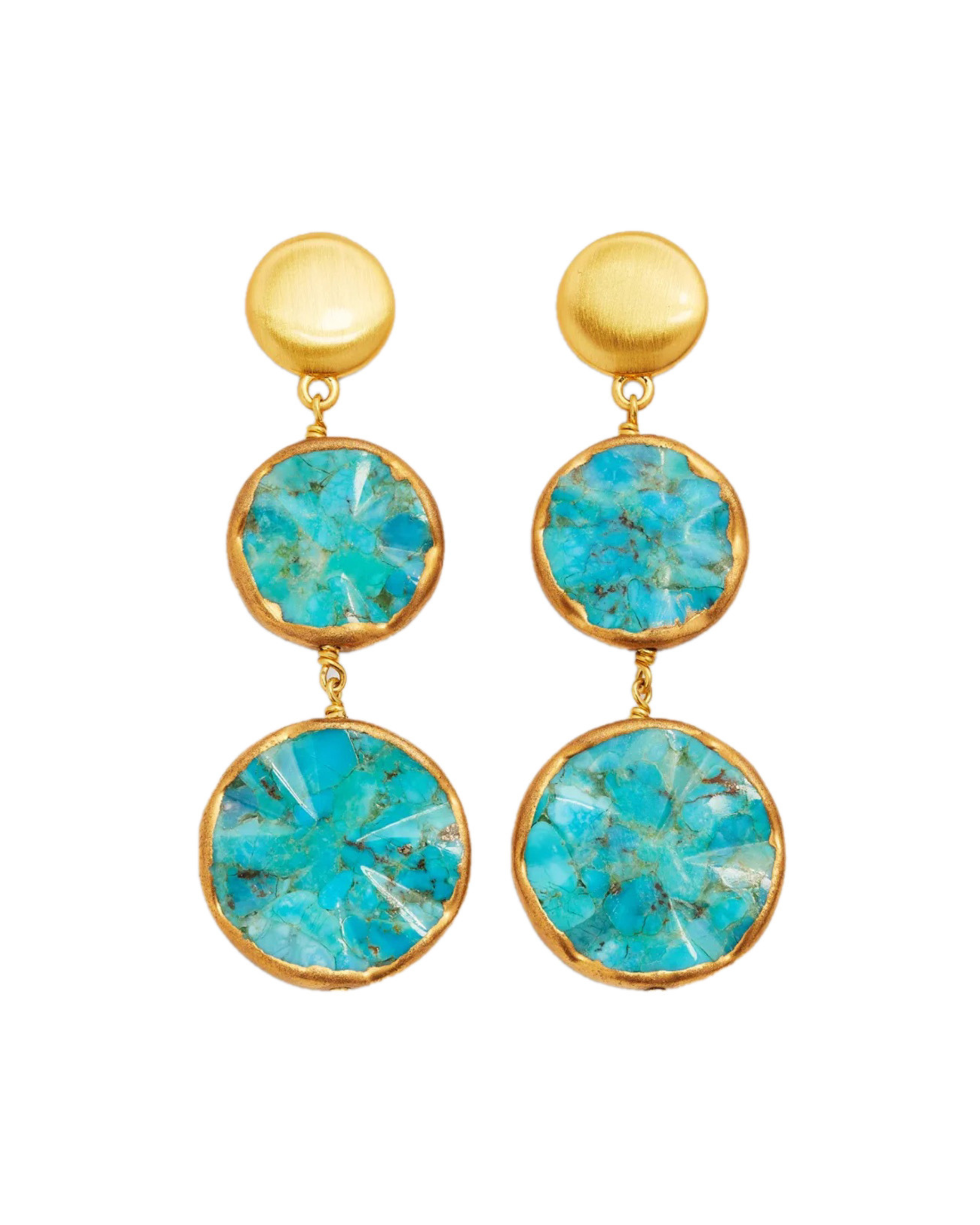 Wavy Turquoise Double Drop Earrings