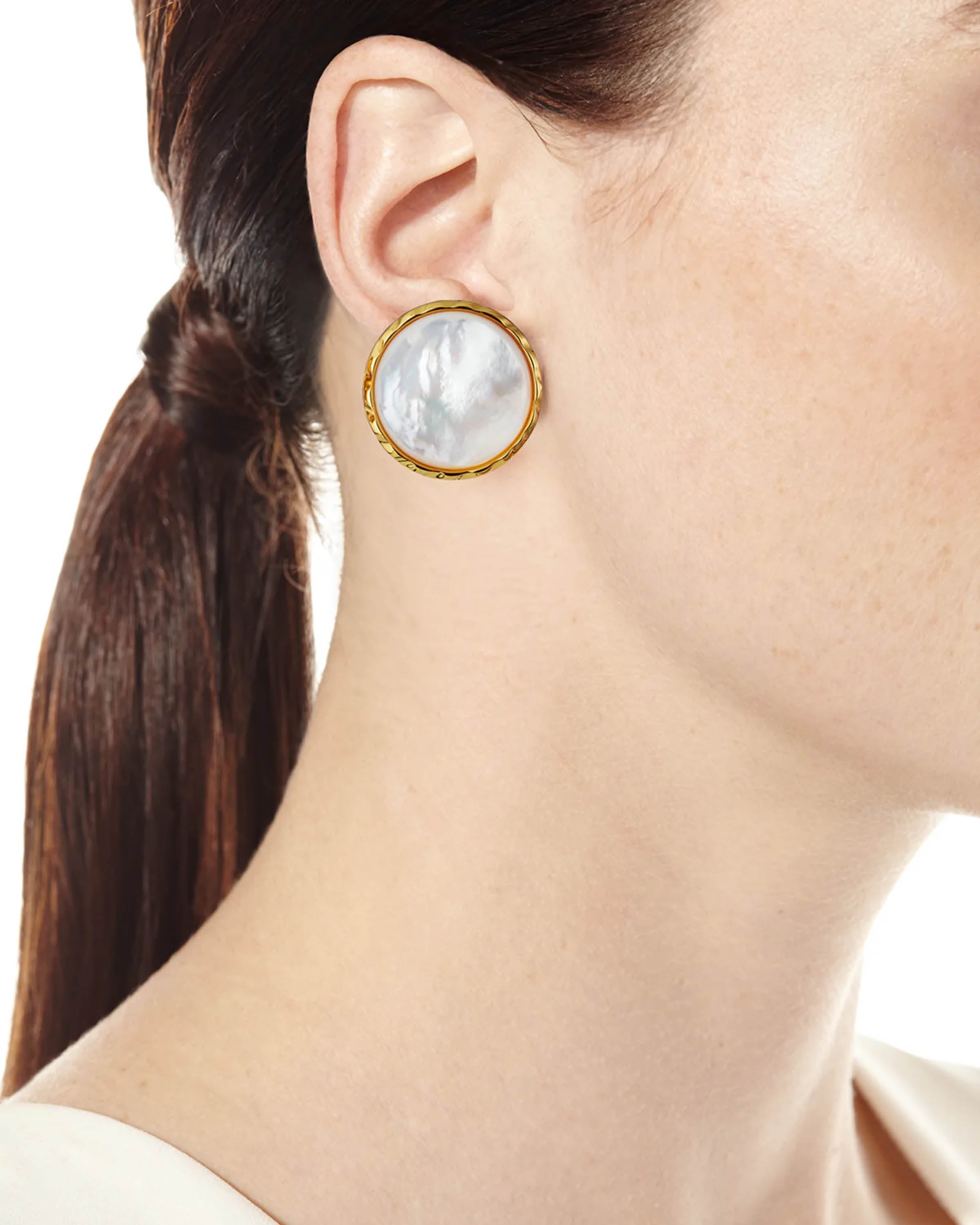 Mother of Pearl Statement Clip Earrings