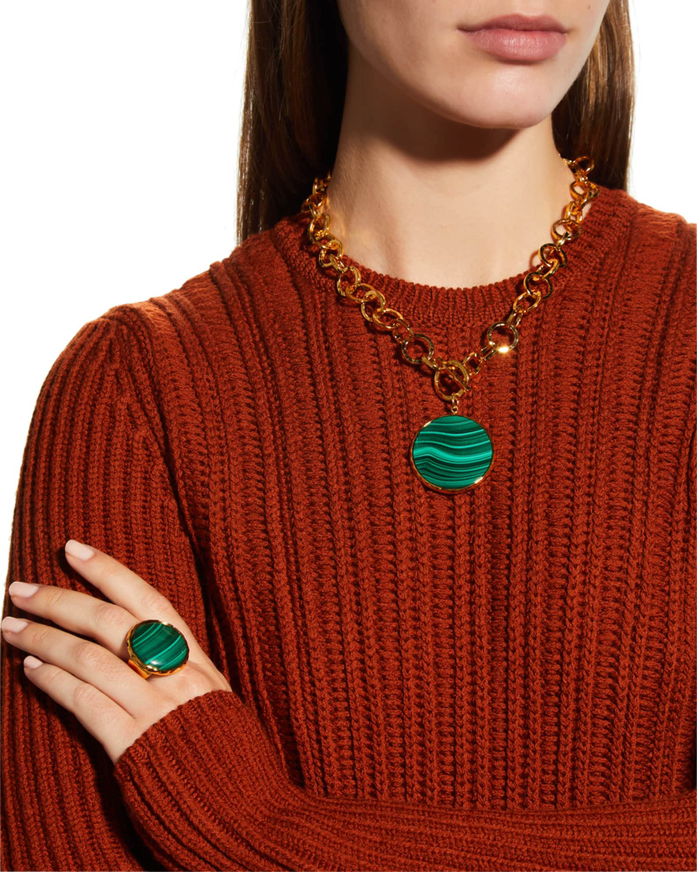 Adjustable Malachite Statement Ring