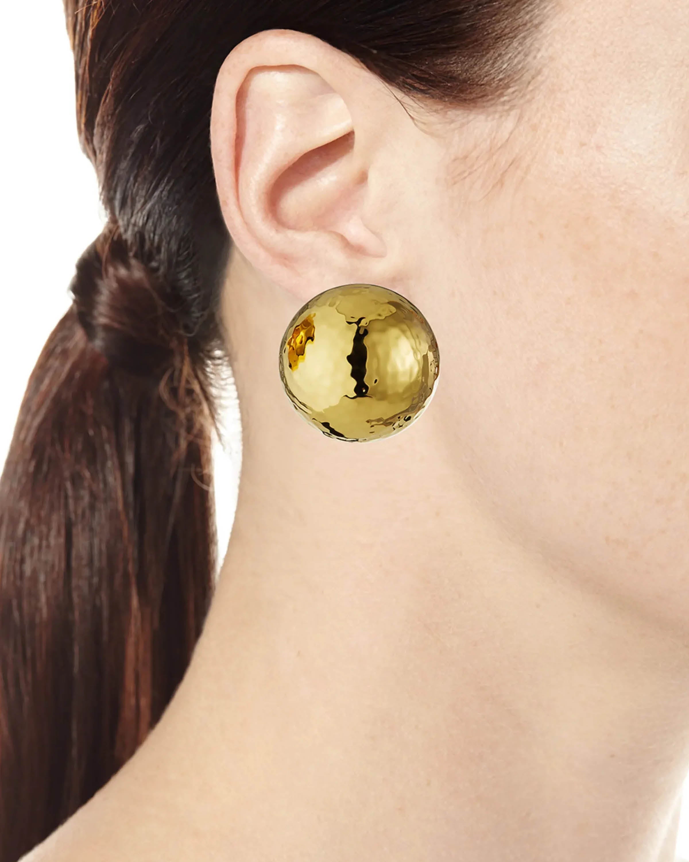Hammered Gold Dome Stud Earrings