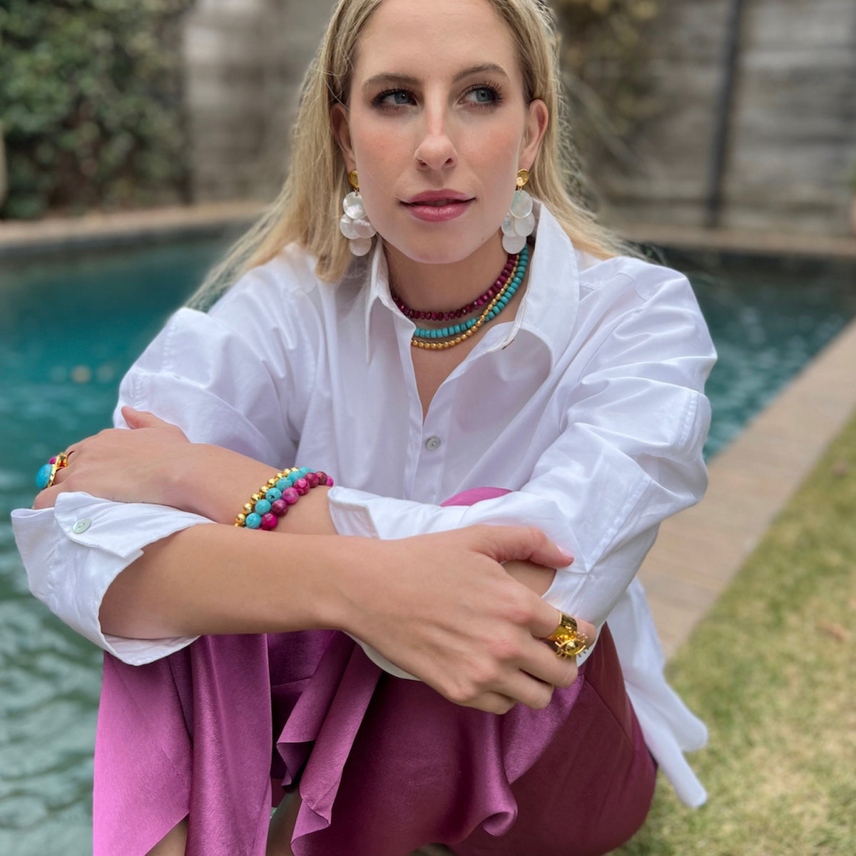 Mother of Pearl Mini Chandelier Earrings