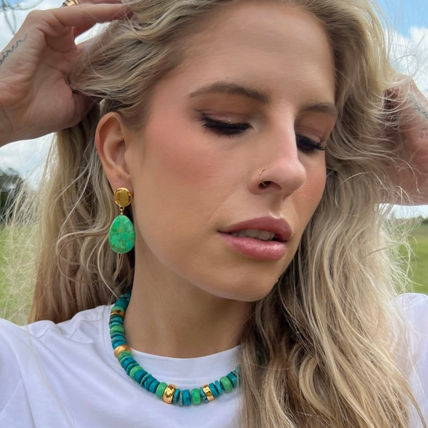 Green Turquoise Teardrop Earrings