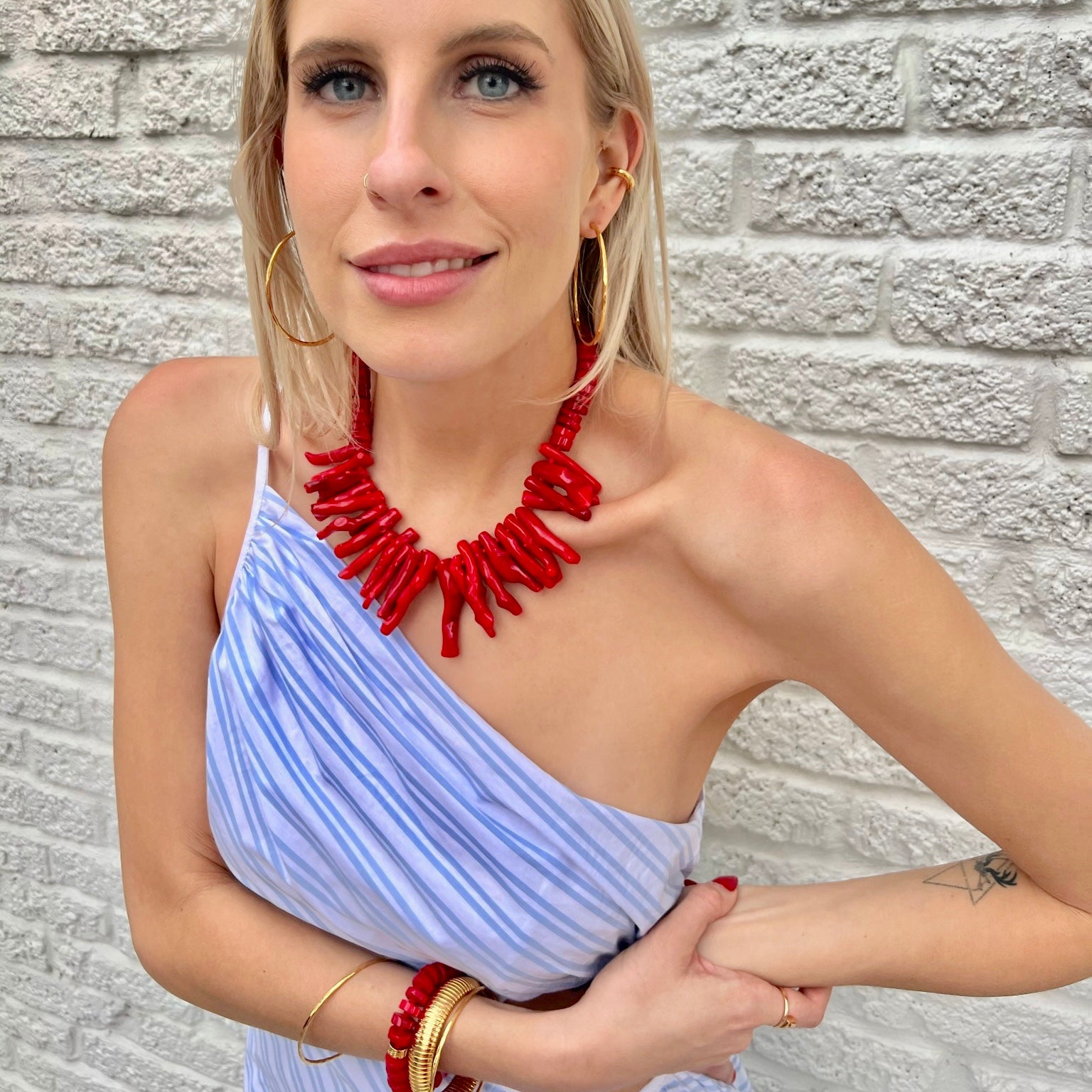 Red Coral Fringe Necklace