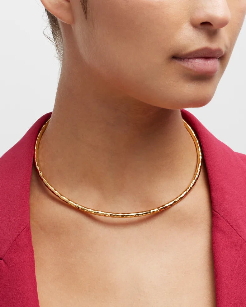 Hammered Gold Collar Necklace