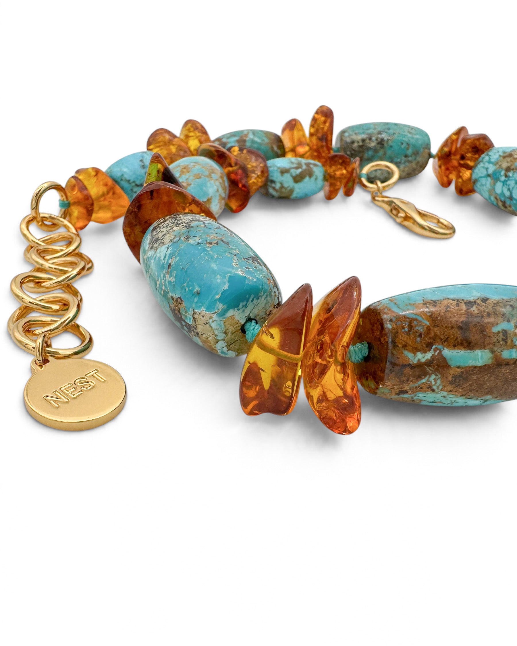 Turquoise and Amber Statement Necklace