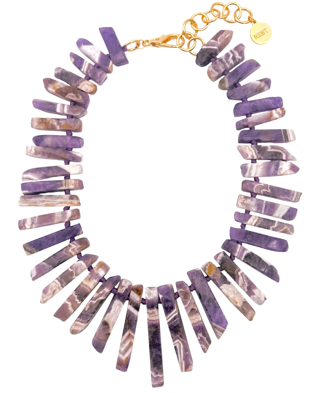 Chevron Amethyst Statement Necklace