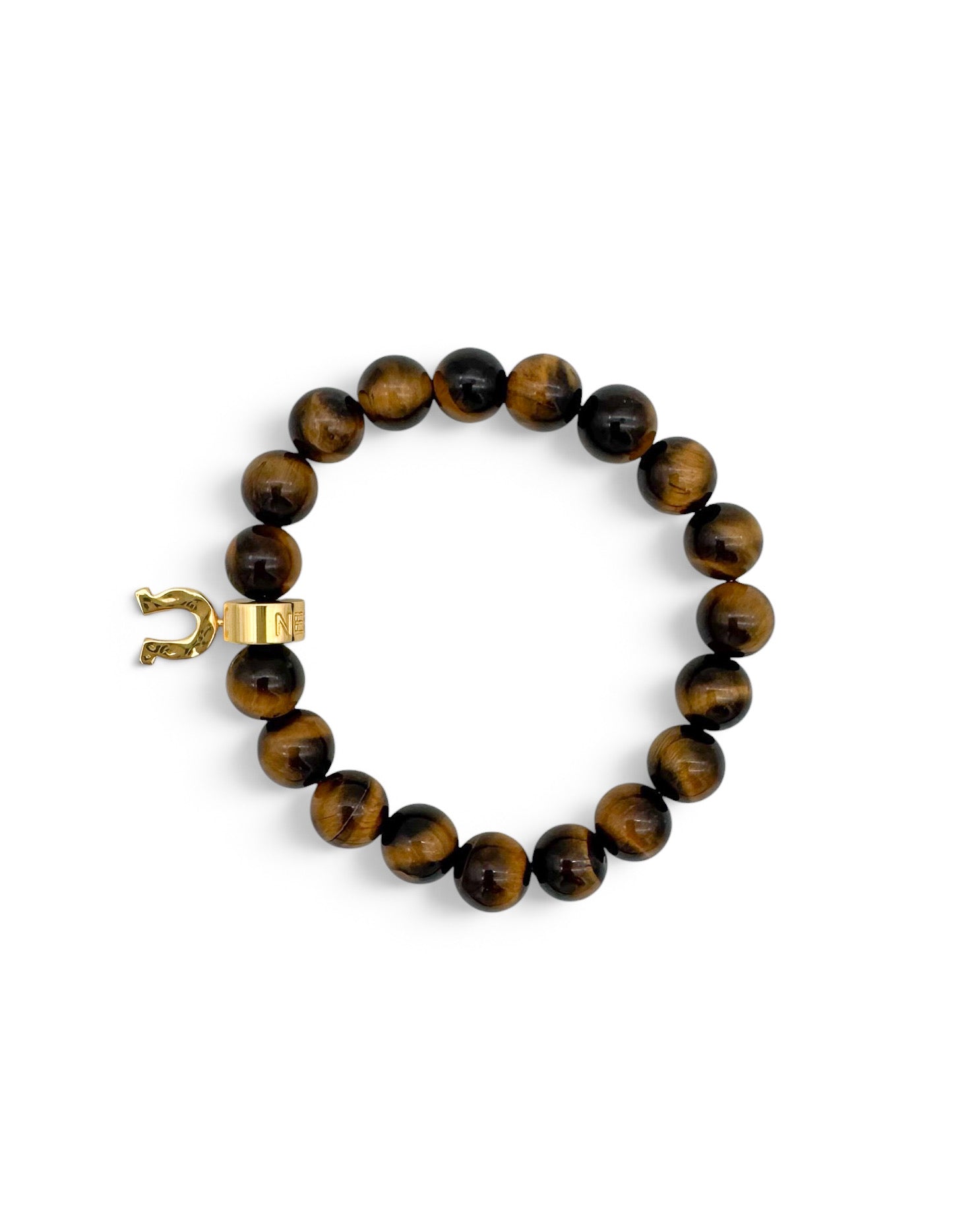 Tigers Eye Horseshoe Charm Stretch Bracelet