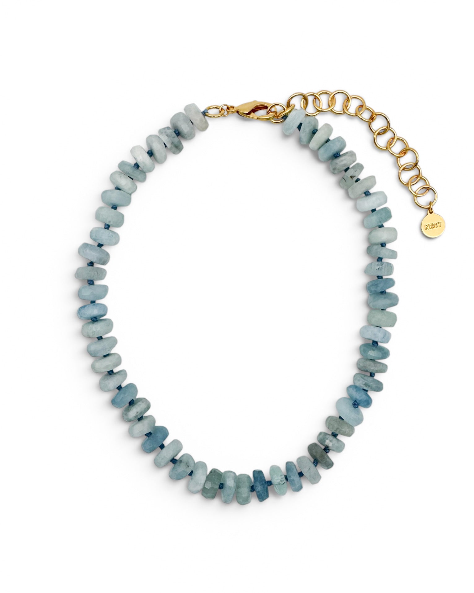 Aquamarine Rondelle Strand Necklace