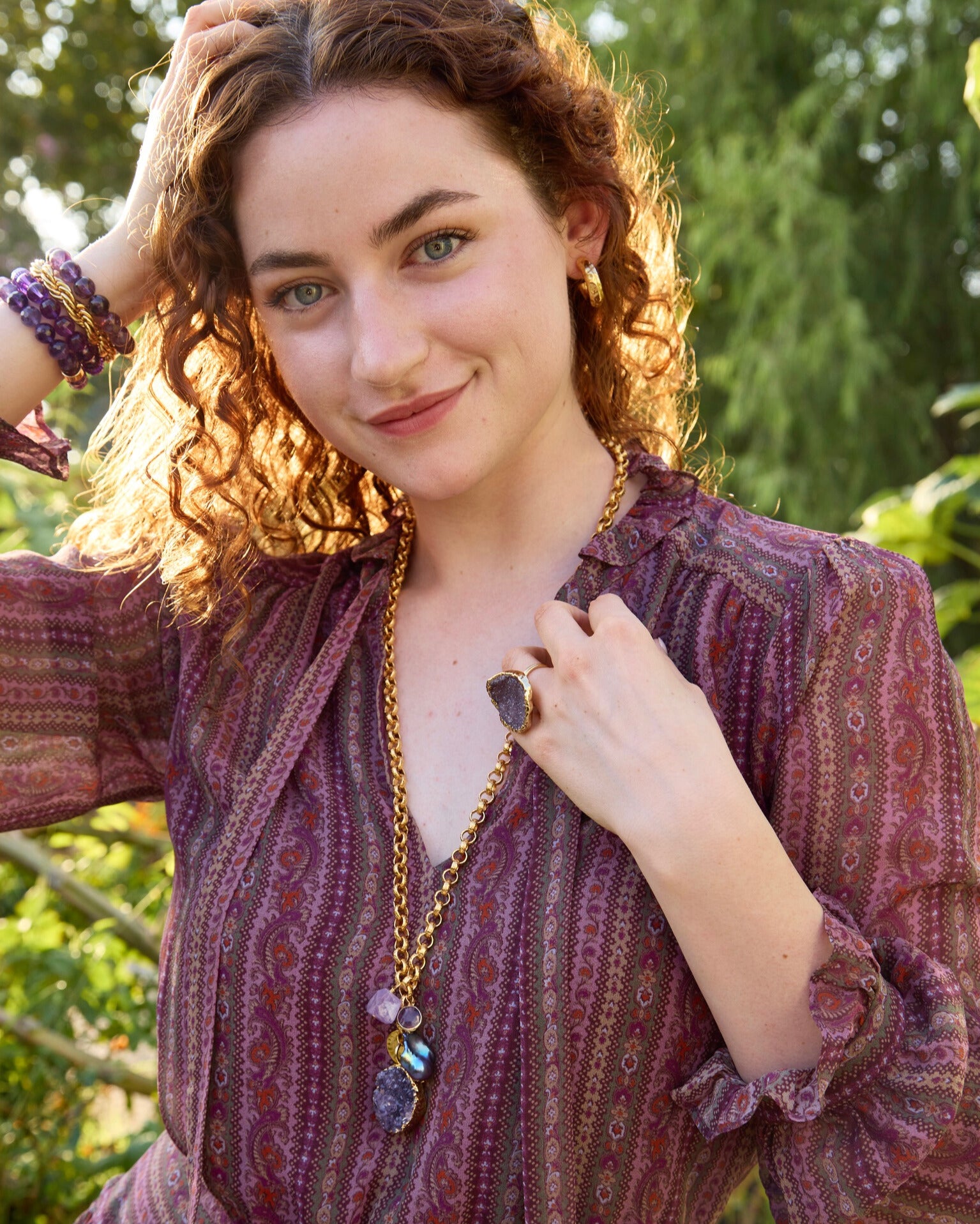 Amethyst Druzy Charm Necklace