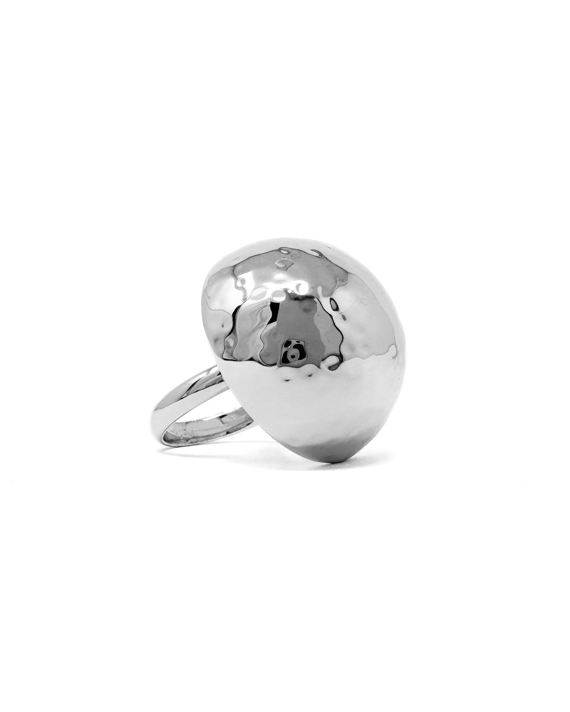 Silver Hammered Dome Ring