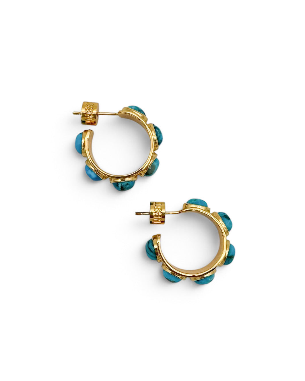 Turquoise Studded Hoop Earrings