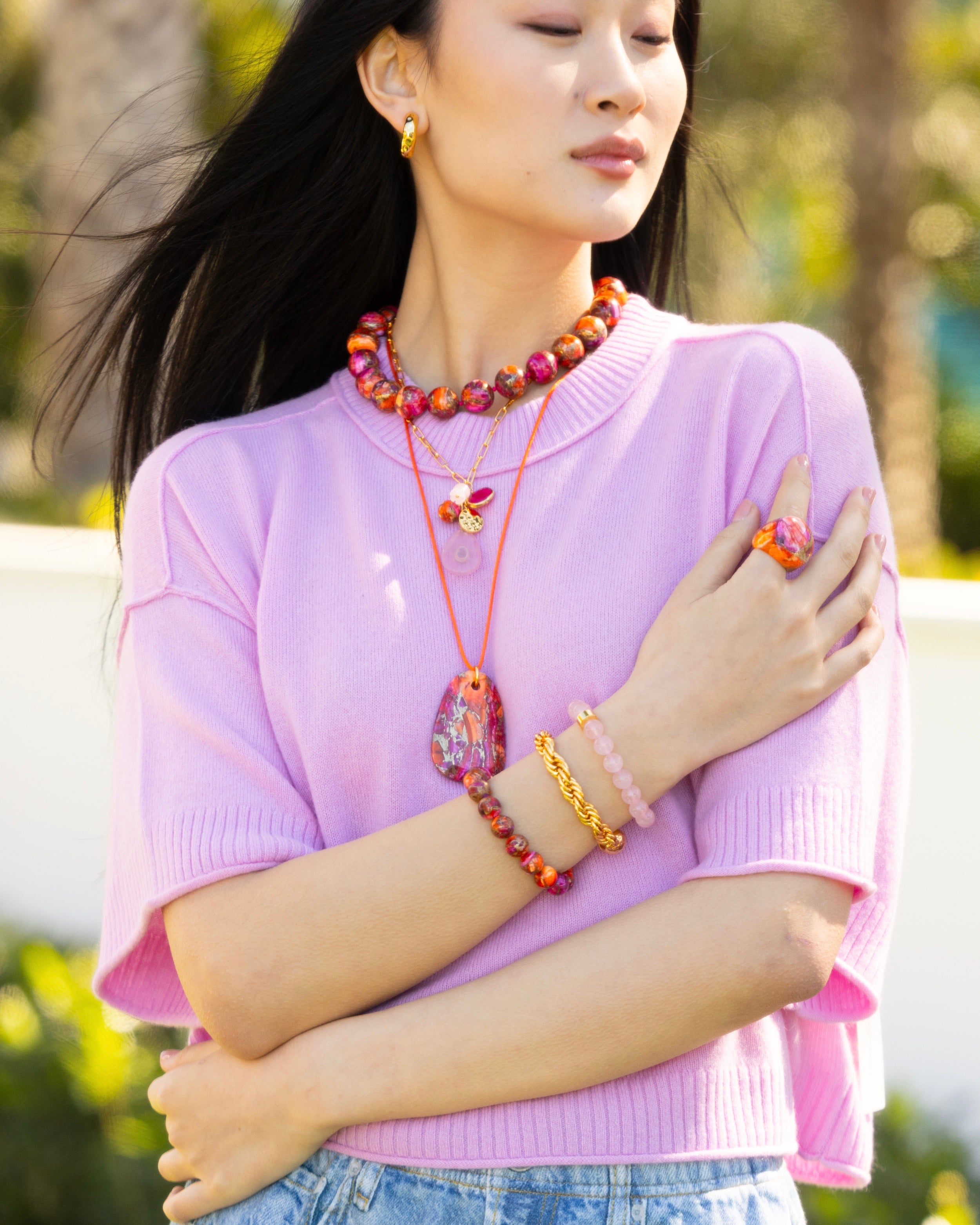 Rose Quartz Charm Necklace