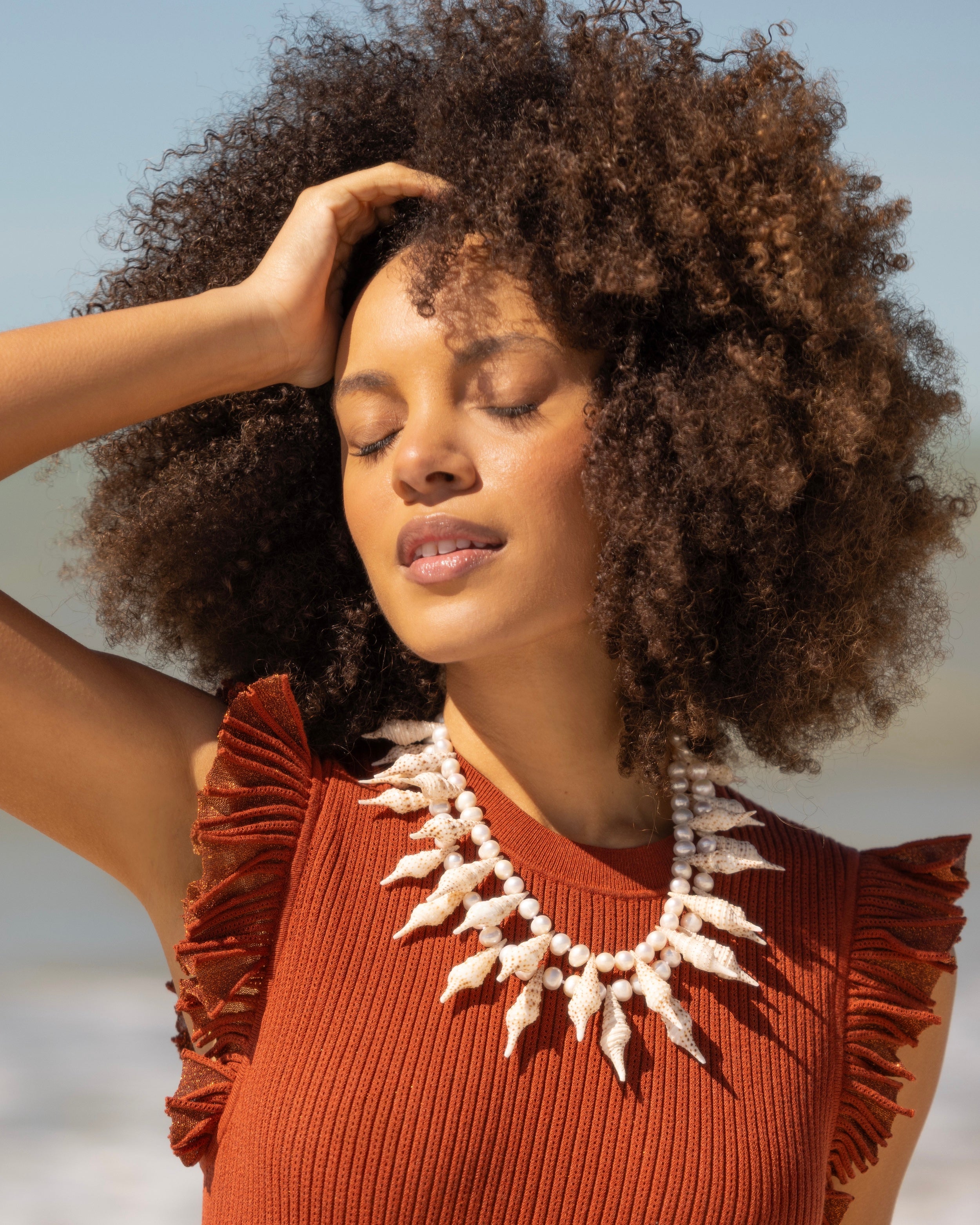 Pearl and Shell Double Strand Necklace